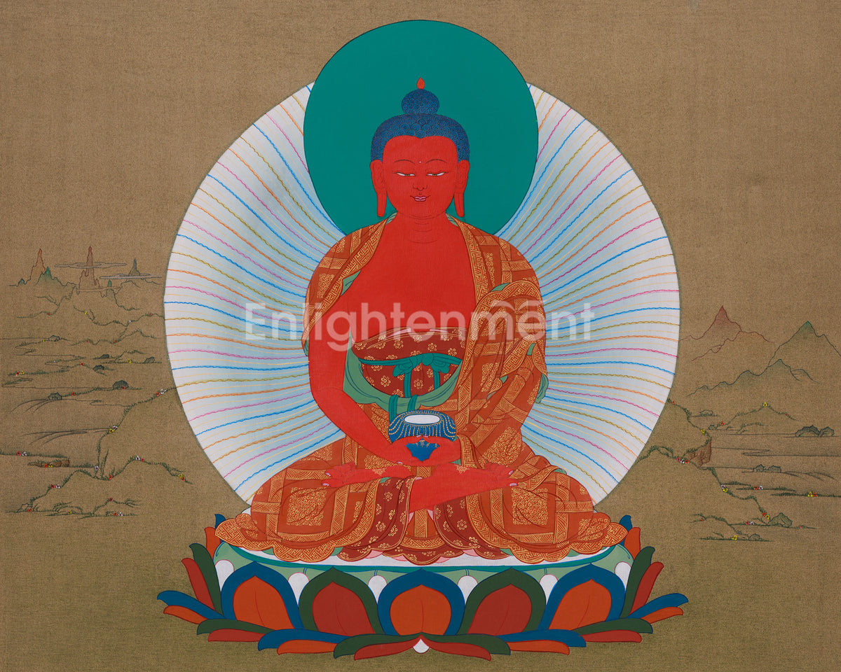 Pure Land Buddha Amitabha Thangka | Om Ami Dewa Hrih
