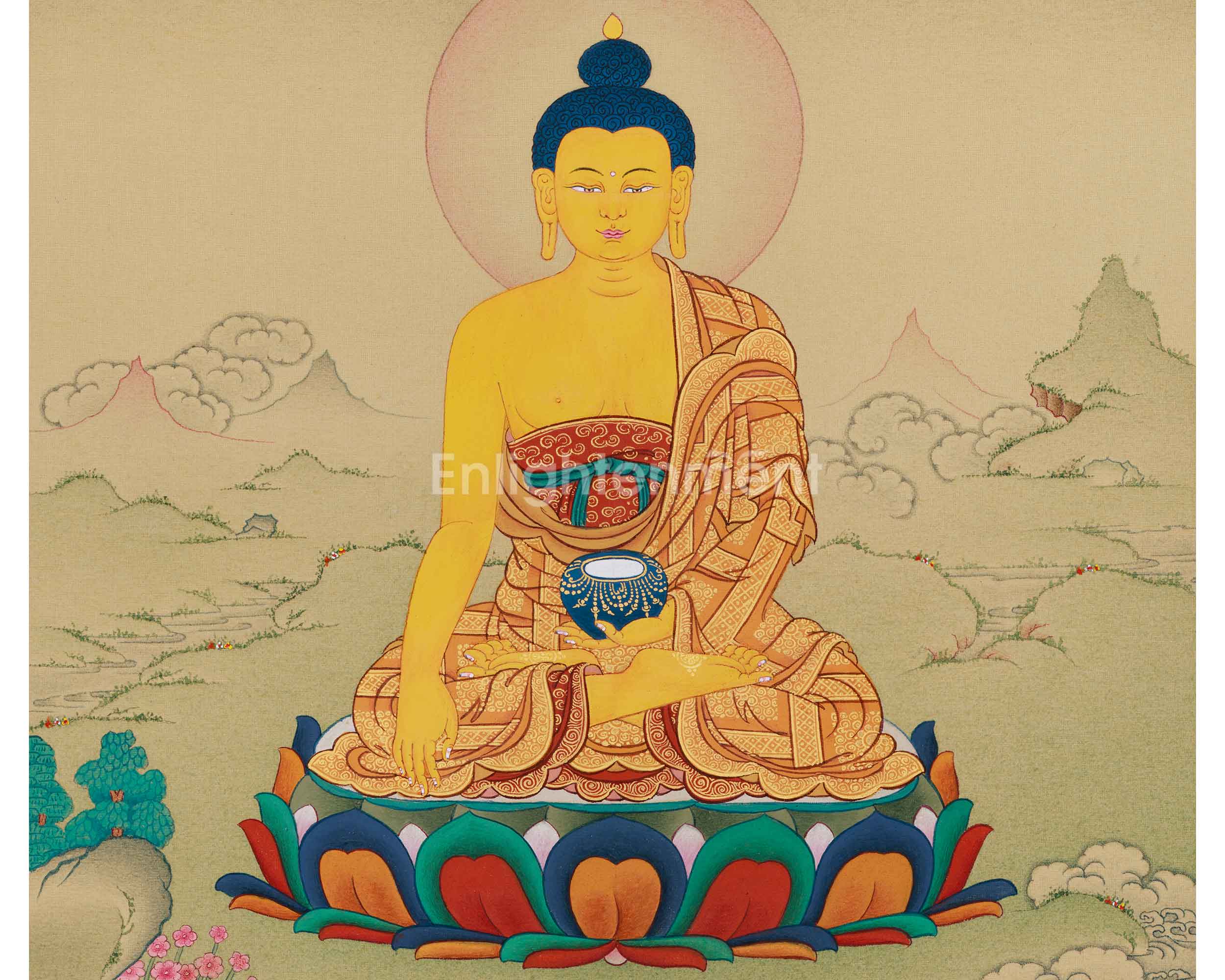 33cm Dharma Teacher Thangka of Shakyamuni | Enlightened Buddha of Wisdom