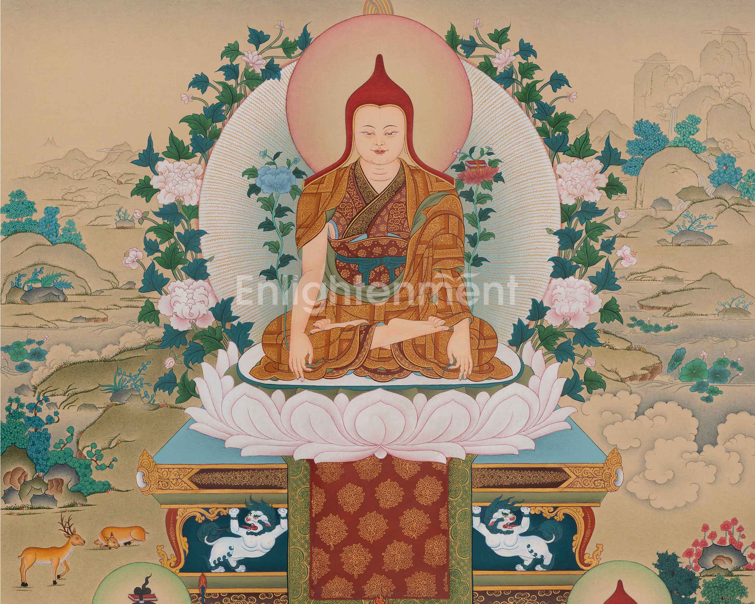Longchenpa Sacred Thangka | Traditional Nyingma Master Buddhist Artwork