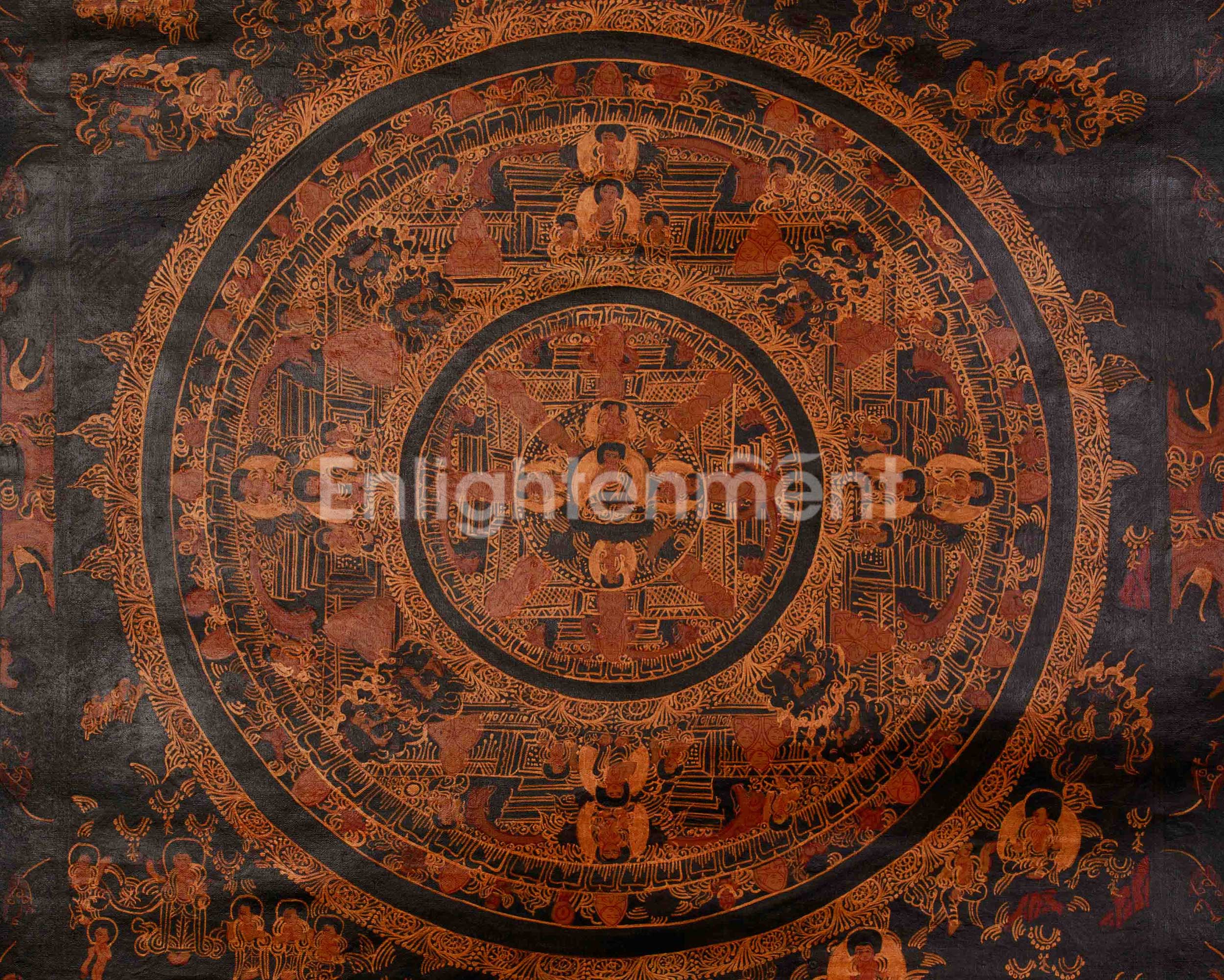Buddha Mandala Spiritual Thangka | Tibetan Buddhist Meditation Art | Sacred Wall Decor