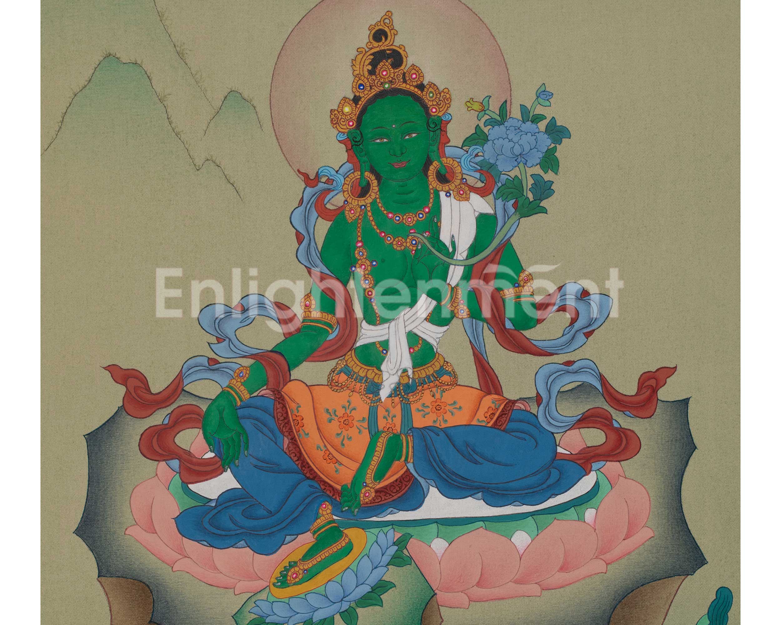 Green Tara Sacred Thangka | Mother of Liberation | Thangka Painting | Himalayan Art