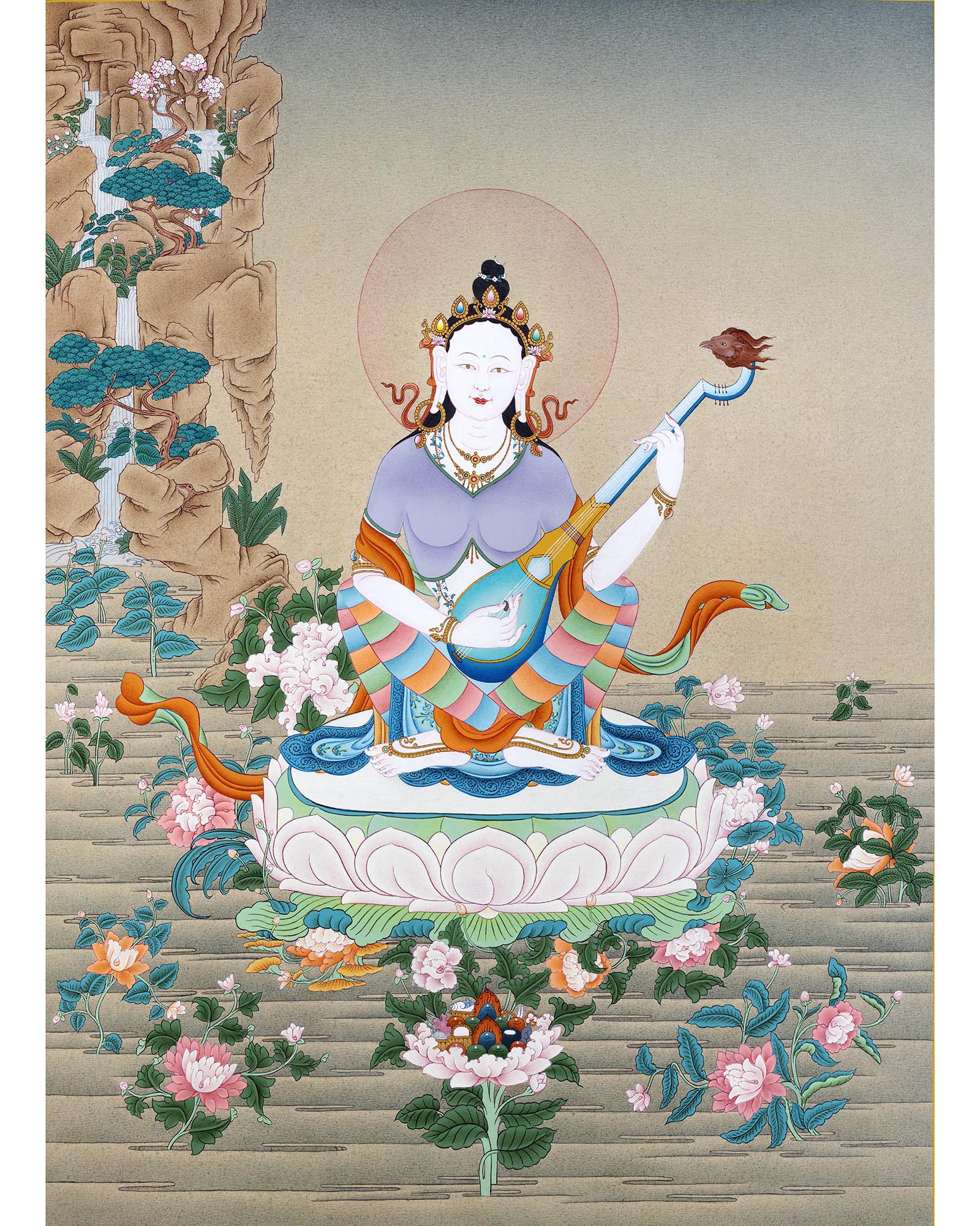 Saraswati Goddess | Deity Of Wisdom | Thangka Art