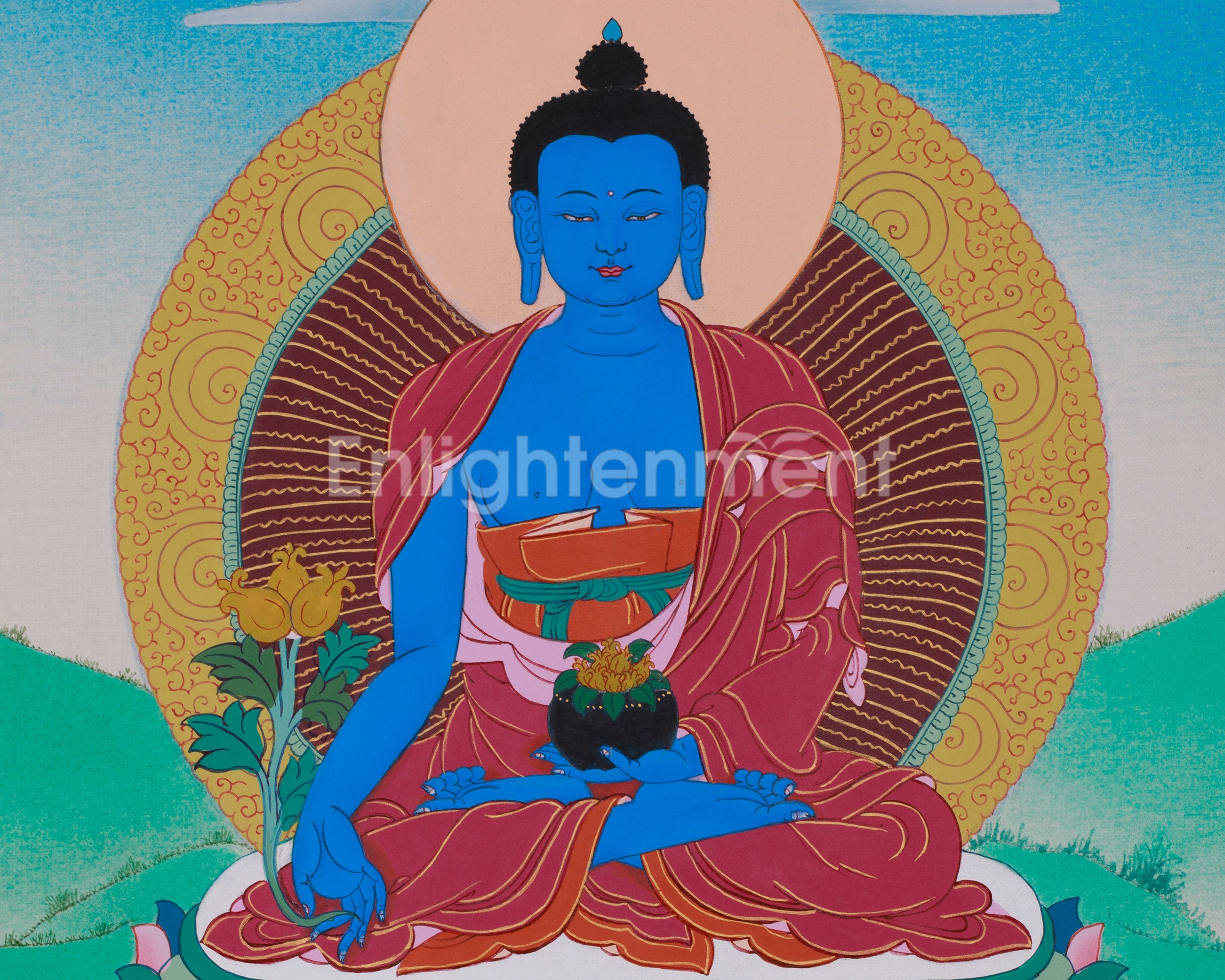 Sacred Buddha Medicine Thangka | Buddha of Healing and Protection