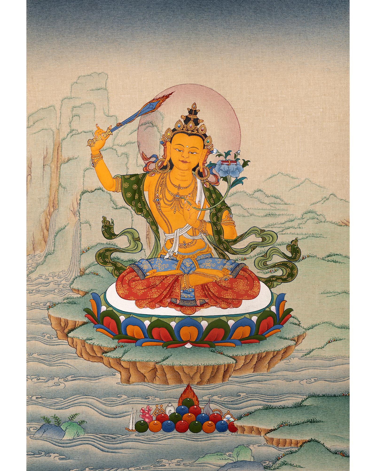 Manjushri Thangka | Traditional Bodhisattva Art