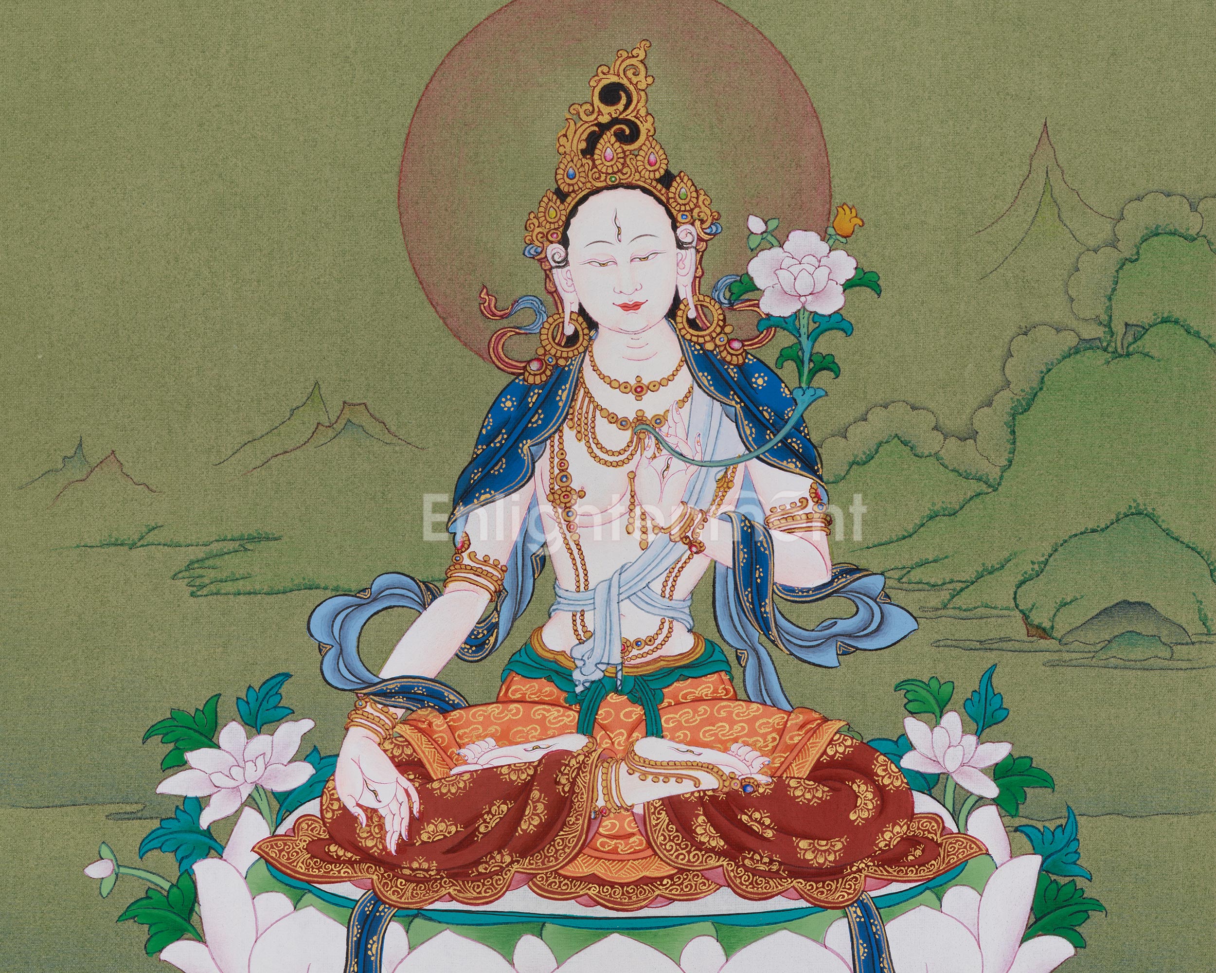 White Tara Goddess of Healing Thangka | A Divine Symbol of Compassion
