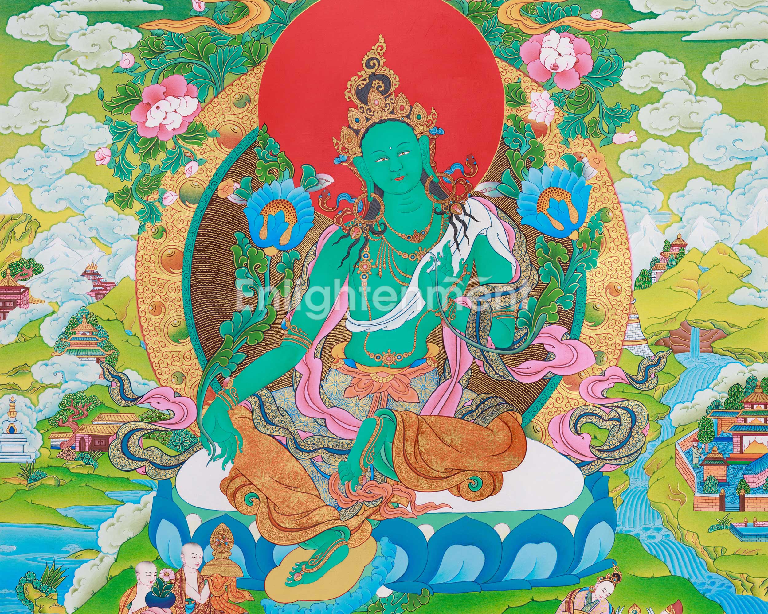 Green Tara Deity Thangka | Sacred Tibetan Art for Daily Practice