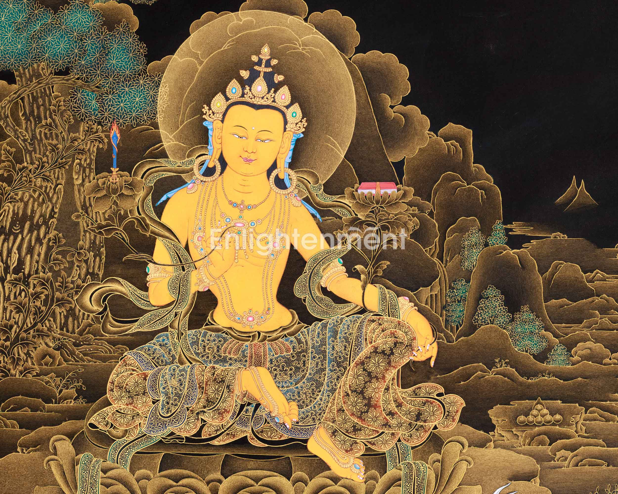 Hand Painted Manjushri Thangka for Home Decor | Traditional Tibetan Art