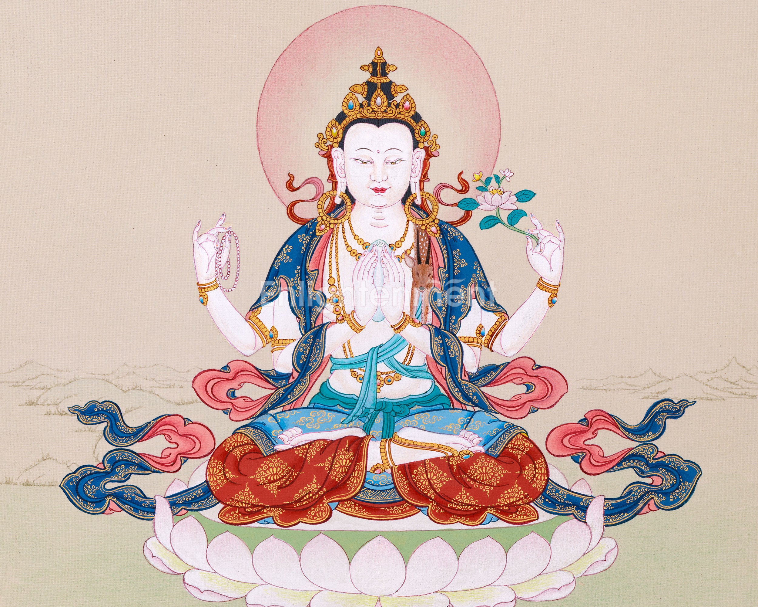Avalokitesvara Thangka Art for Practice