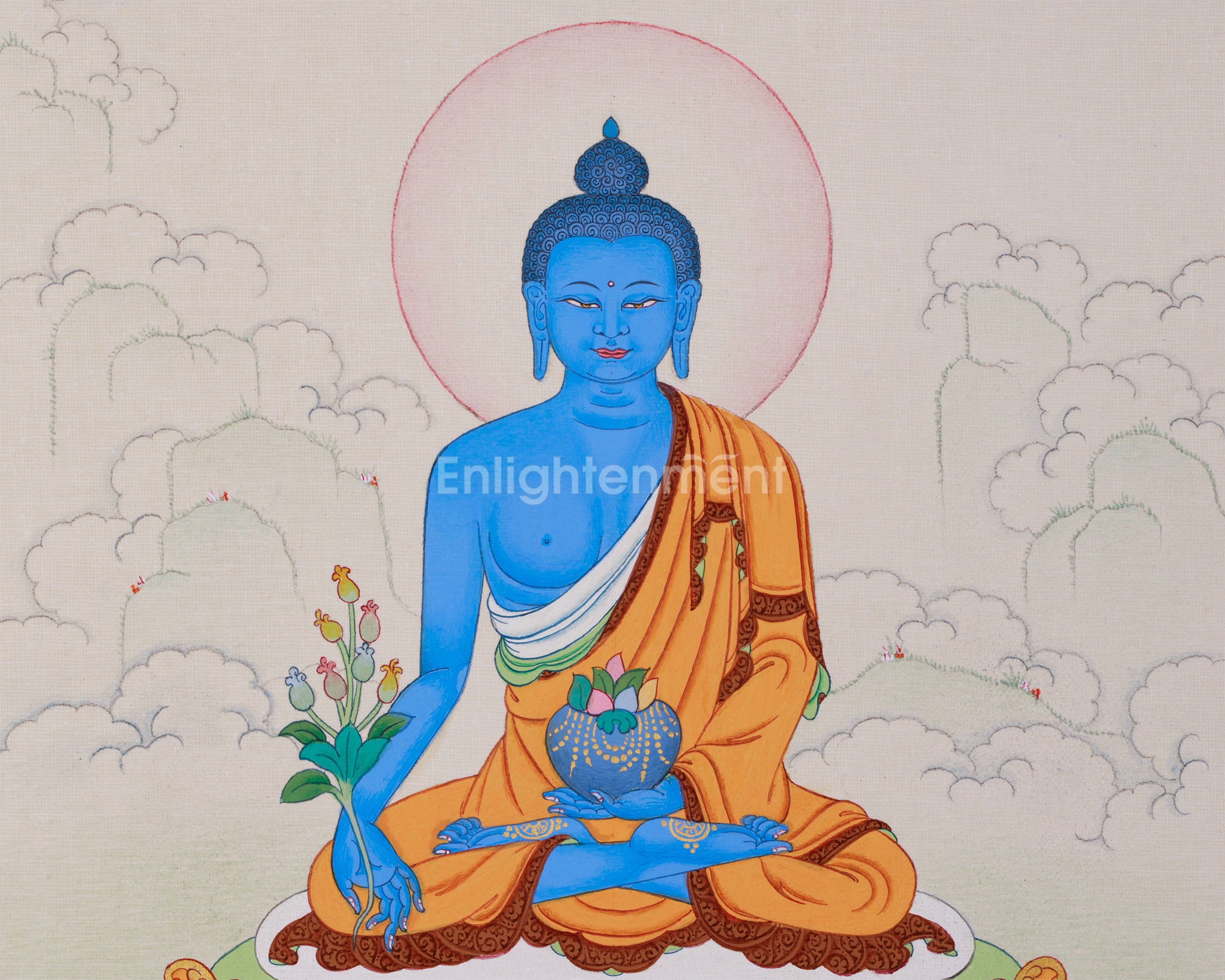 Small Medicine Buddha Thangka | Supreme Healer & Protector