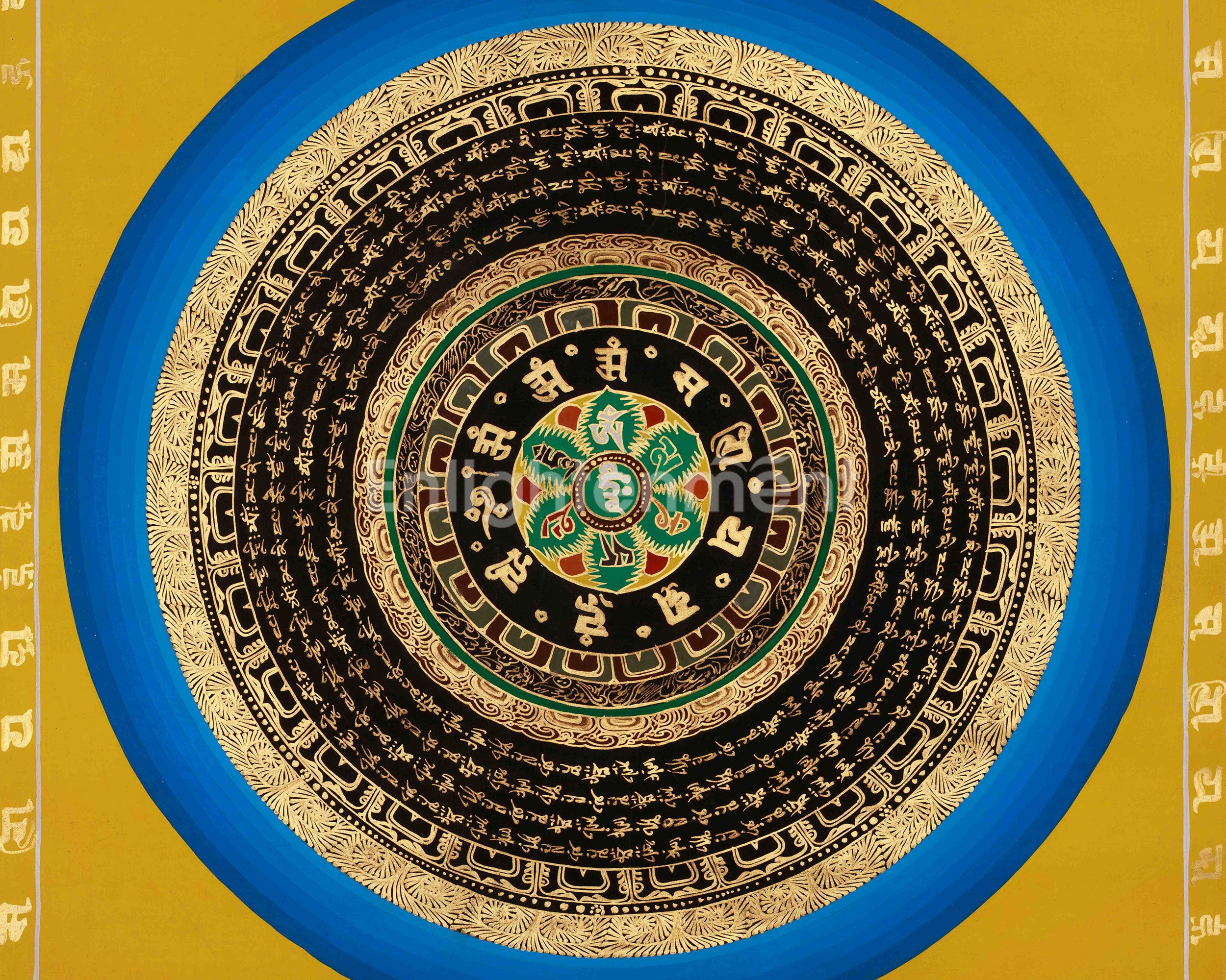 Sacred Mantra Mandala Art | Tibetan Buddhist Thangka Painting