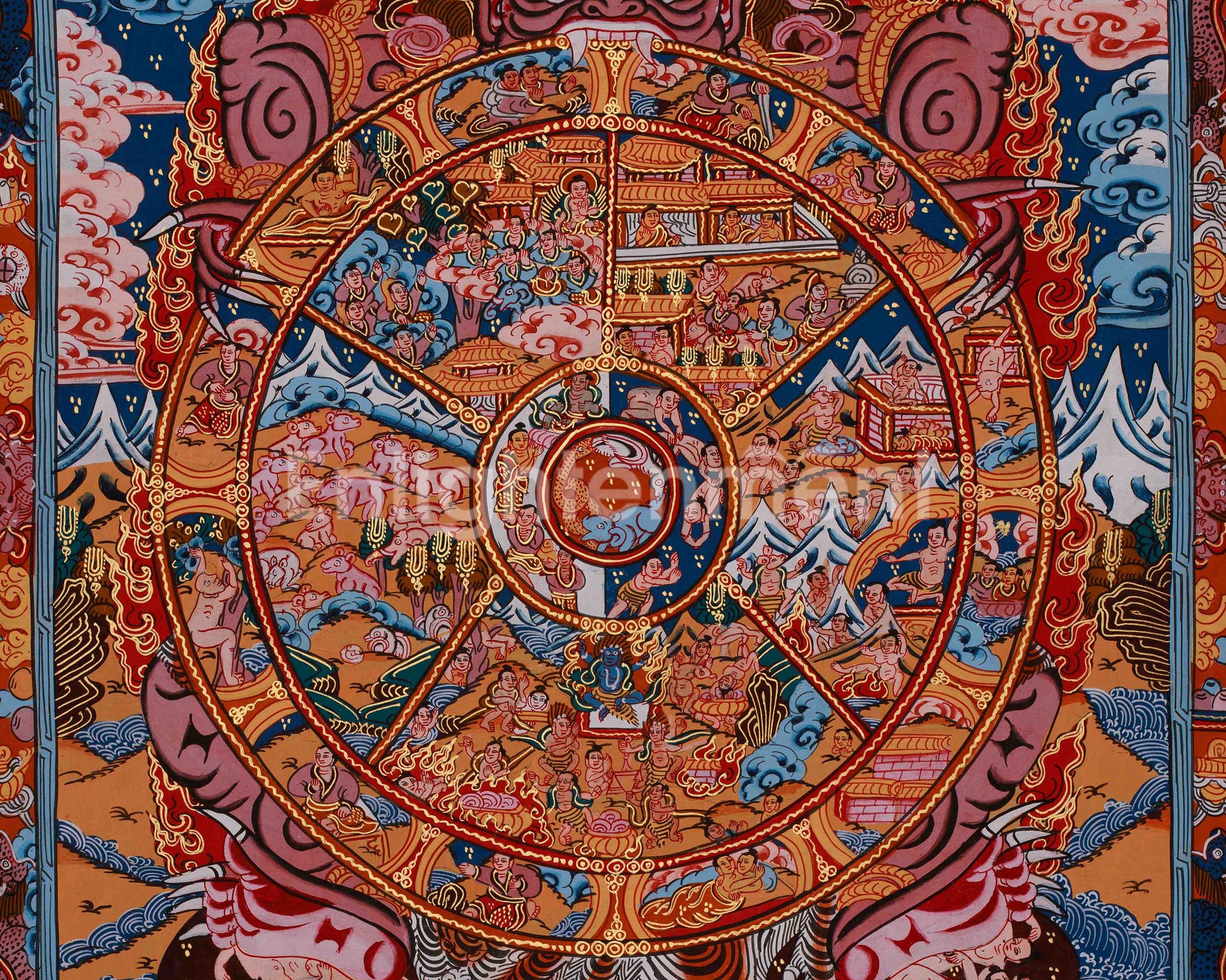 Buddhist Wheel of Life Mandala | Symbolizing Samsara, Karma, and Liberation