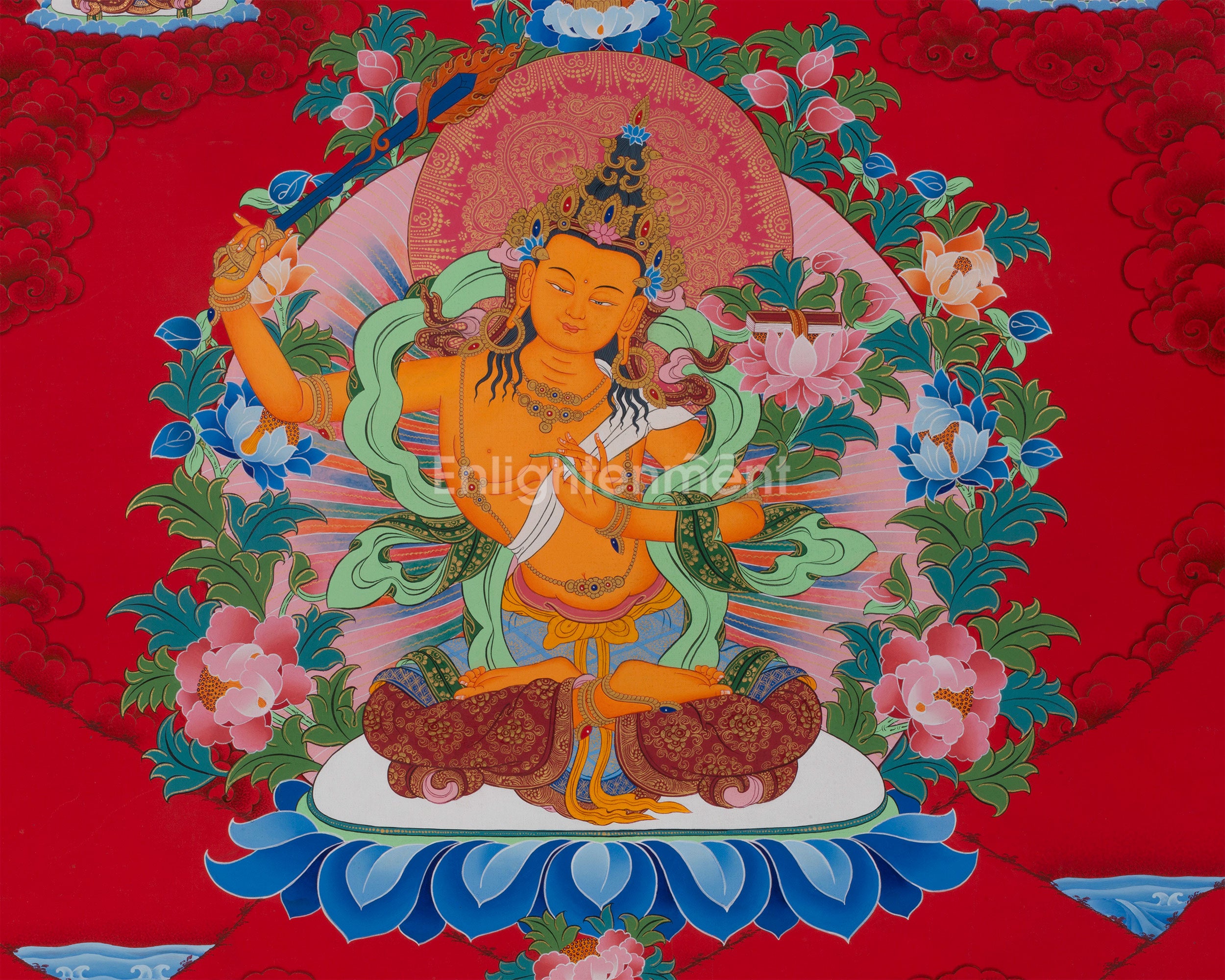 Five Forms of Bodhisattva Manjushri Thangka | Tibetan Art of Wisdom and Enlightenment