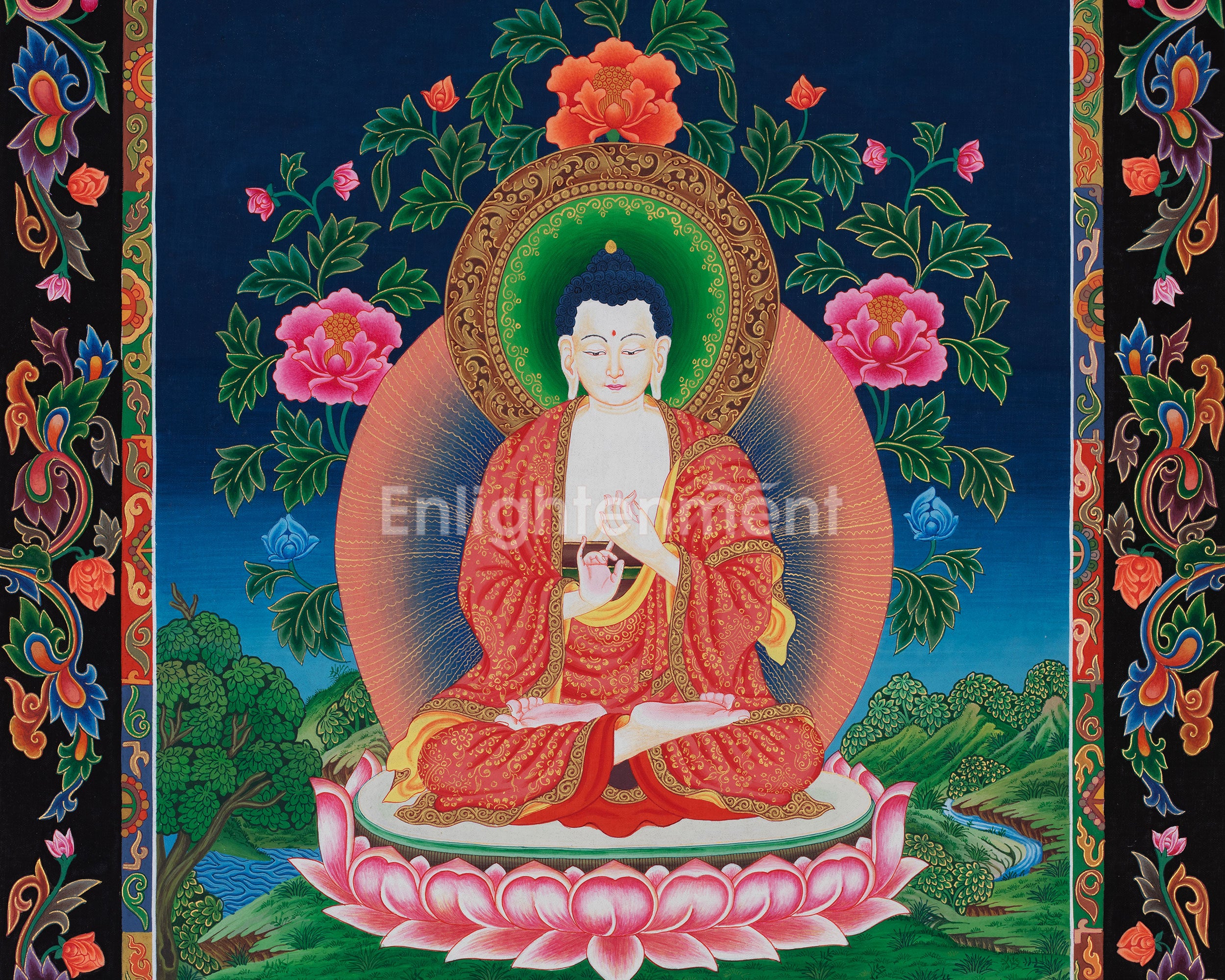 Vairochana Buddha Thangka Painting | The White Blessing Buddha