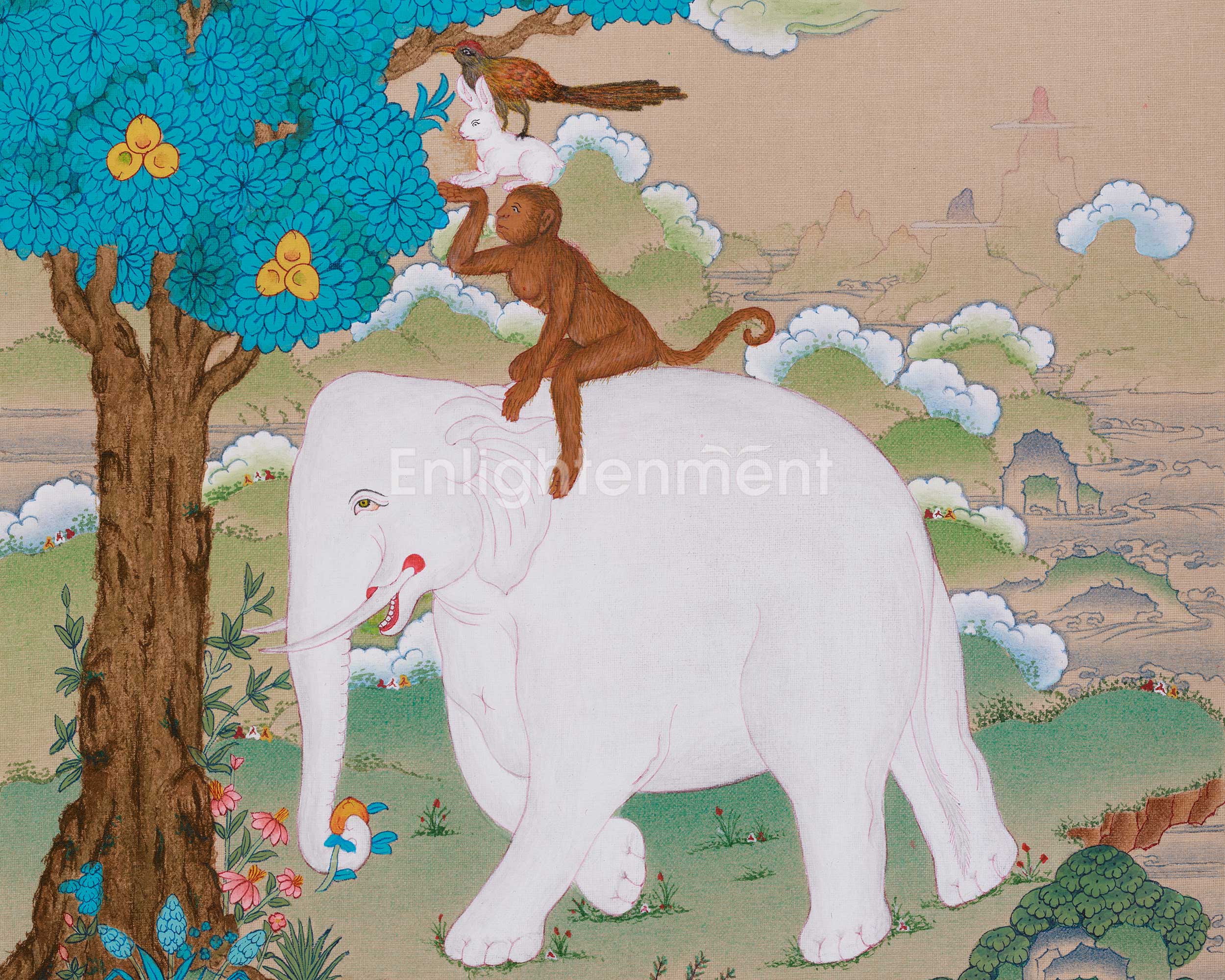 Tibetan Buddhist Art of the Four Harmonious Friends | Symbol of Unity and Mutual Support