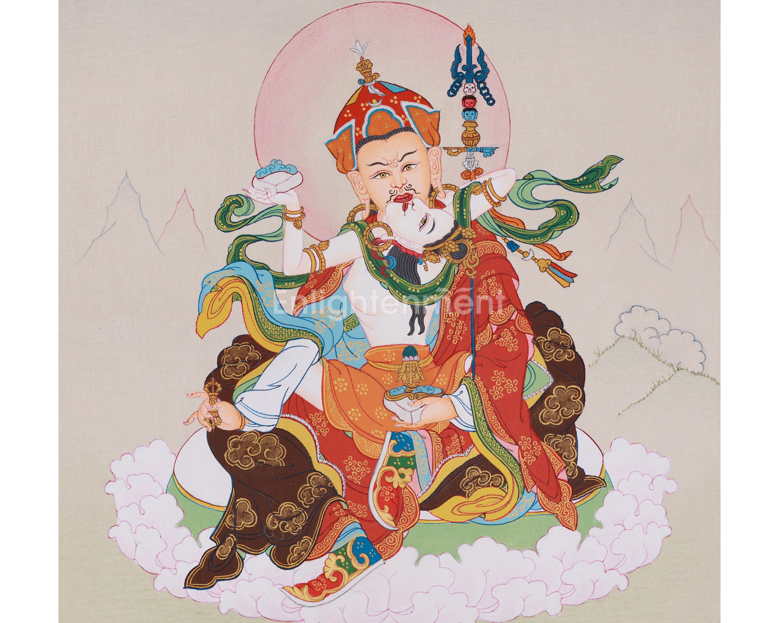 Sacred Art of Guru Rinpoche With Consort | A Divine Representation of Wisdom