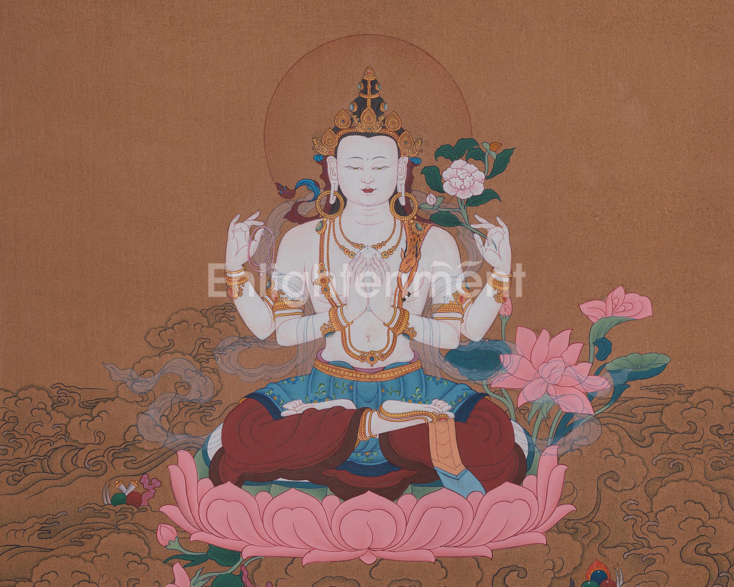 Four-Armed Chenrezig Sacred Artwork | Embodies The loving-kindness And Mercy of All Buddhas