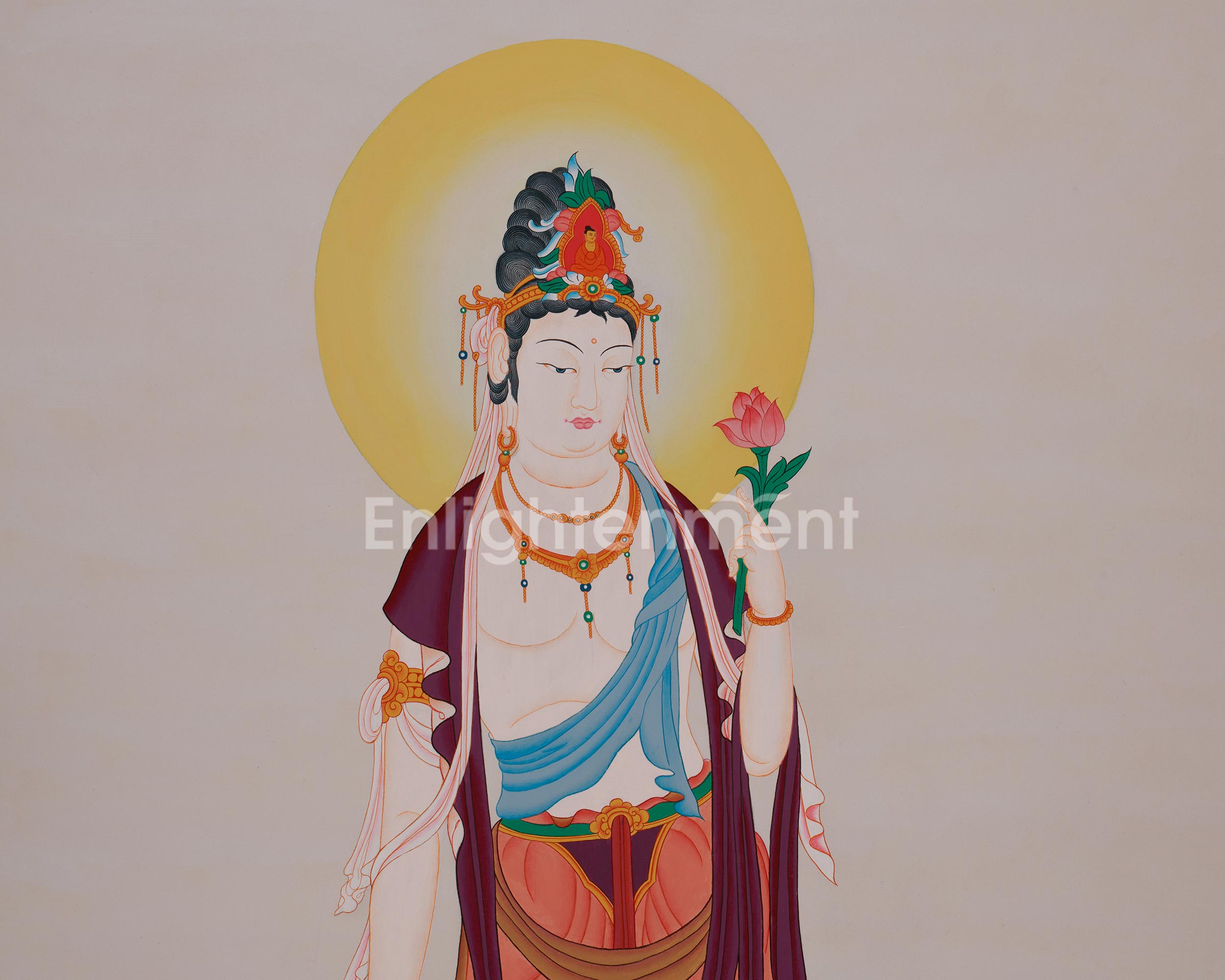 Graceful Kannon Thangka | Japanese Depiction of the Compassionate Bodhisattva