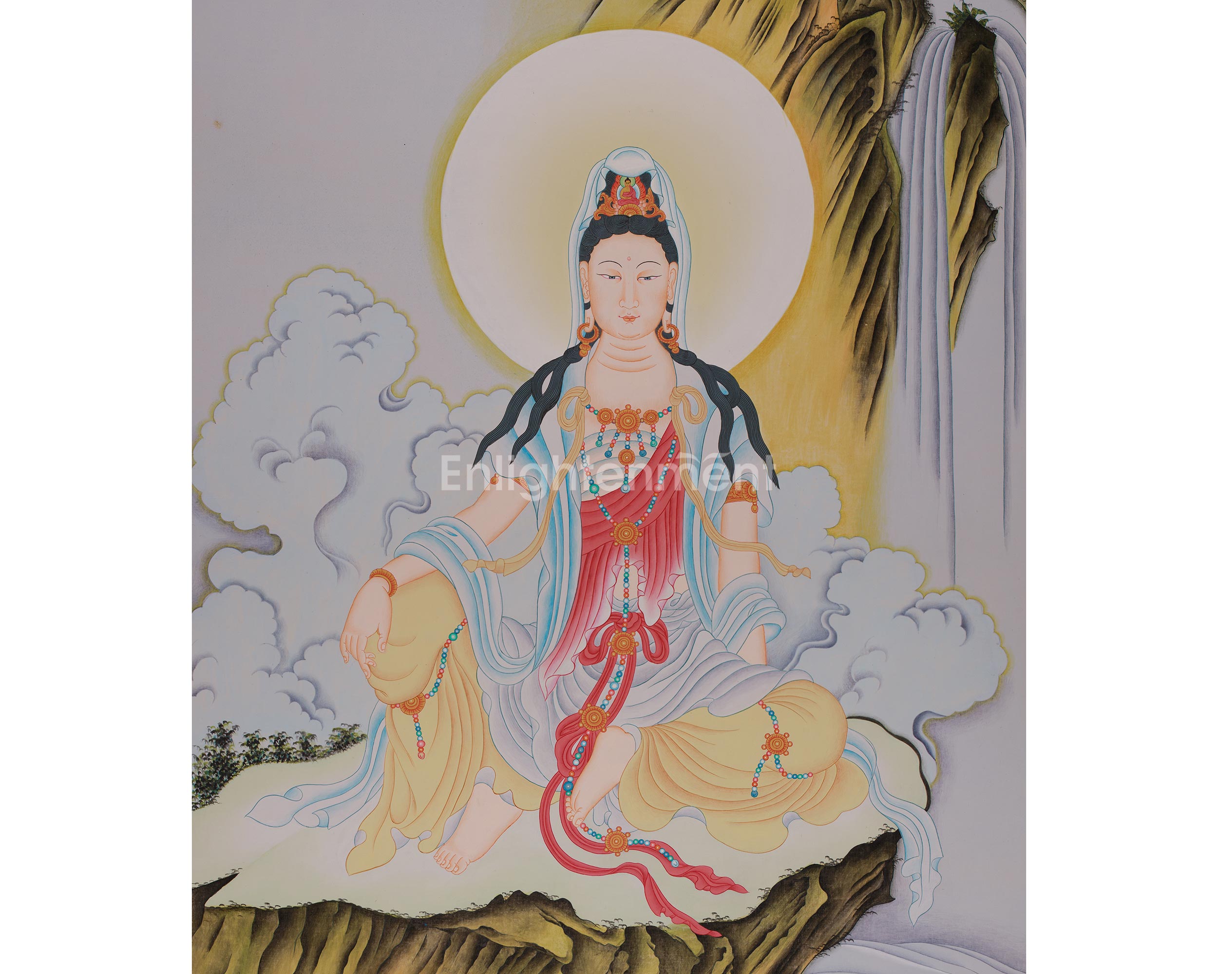 Peaceful Water-Moon Guanyin | Chinese Painting of Avalokiteshvara