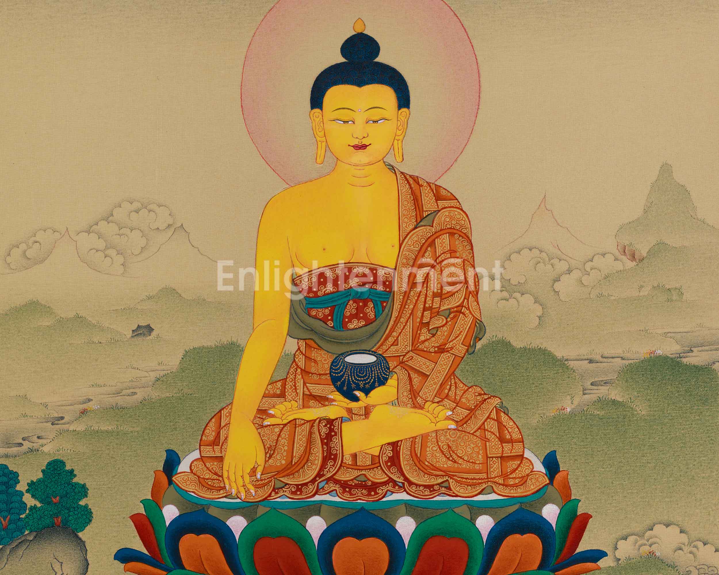Traditional Thangka Of Shakyamuni Buddha | Buddhist Tibetan Art