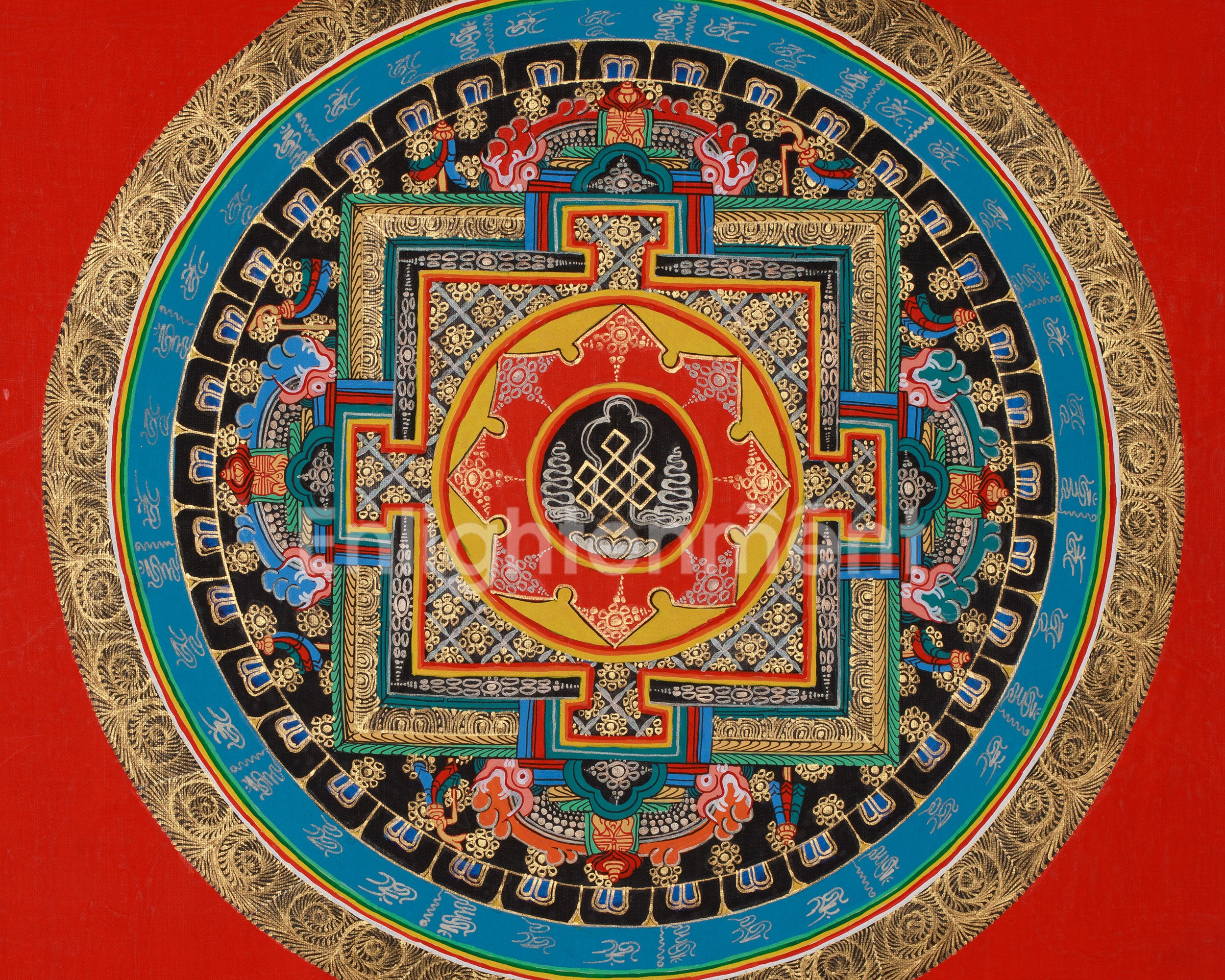 Pure Gold and Silver Mandala Thangka | Tibetan Meditation Mandala