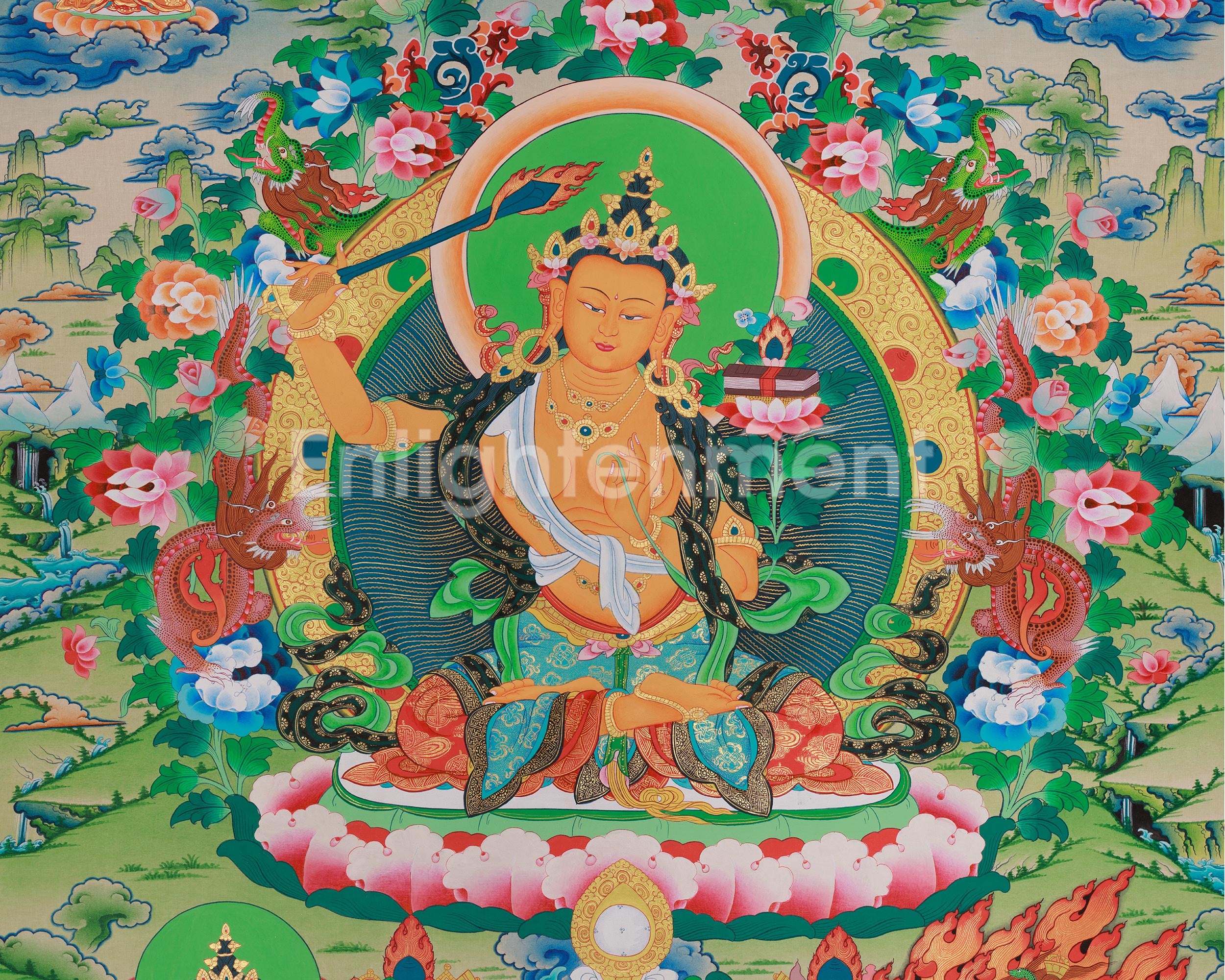 Vajrayana deity Manjushri Art | Bodhisattva of Transcendent Wisdom