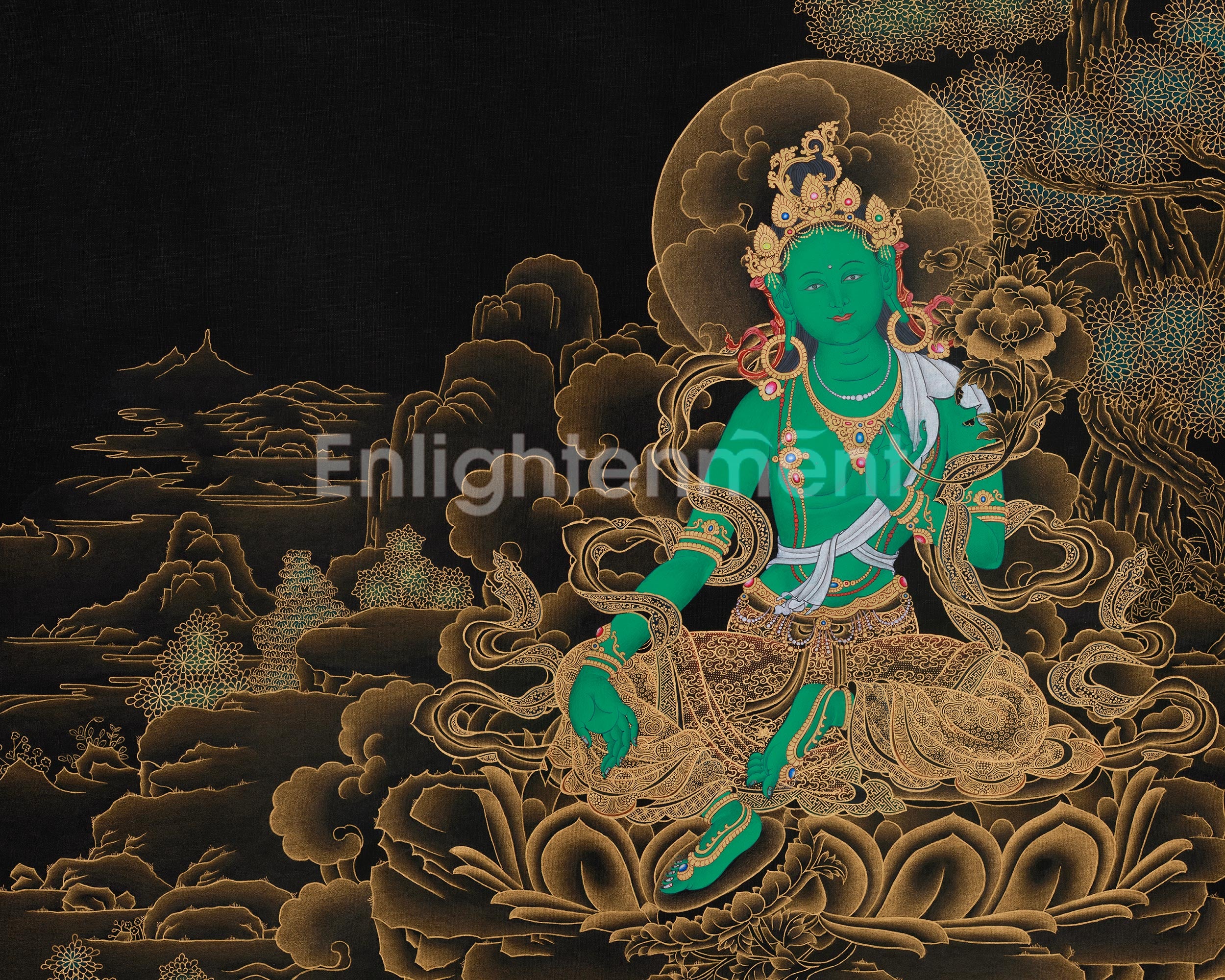Green Tara Sacred Artwork | Meditation Deity | Healing Goddess