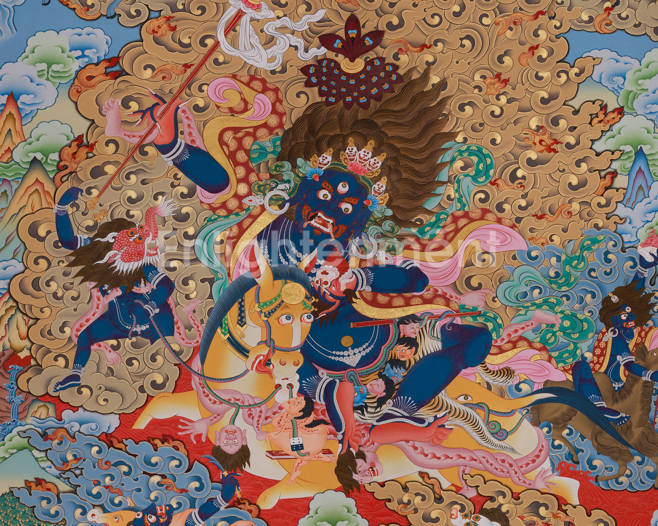 Palden Lhamo Spiritual Thangka | Guardian of Sacred Wisdom