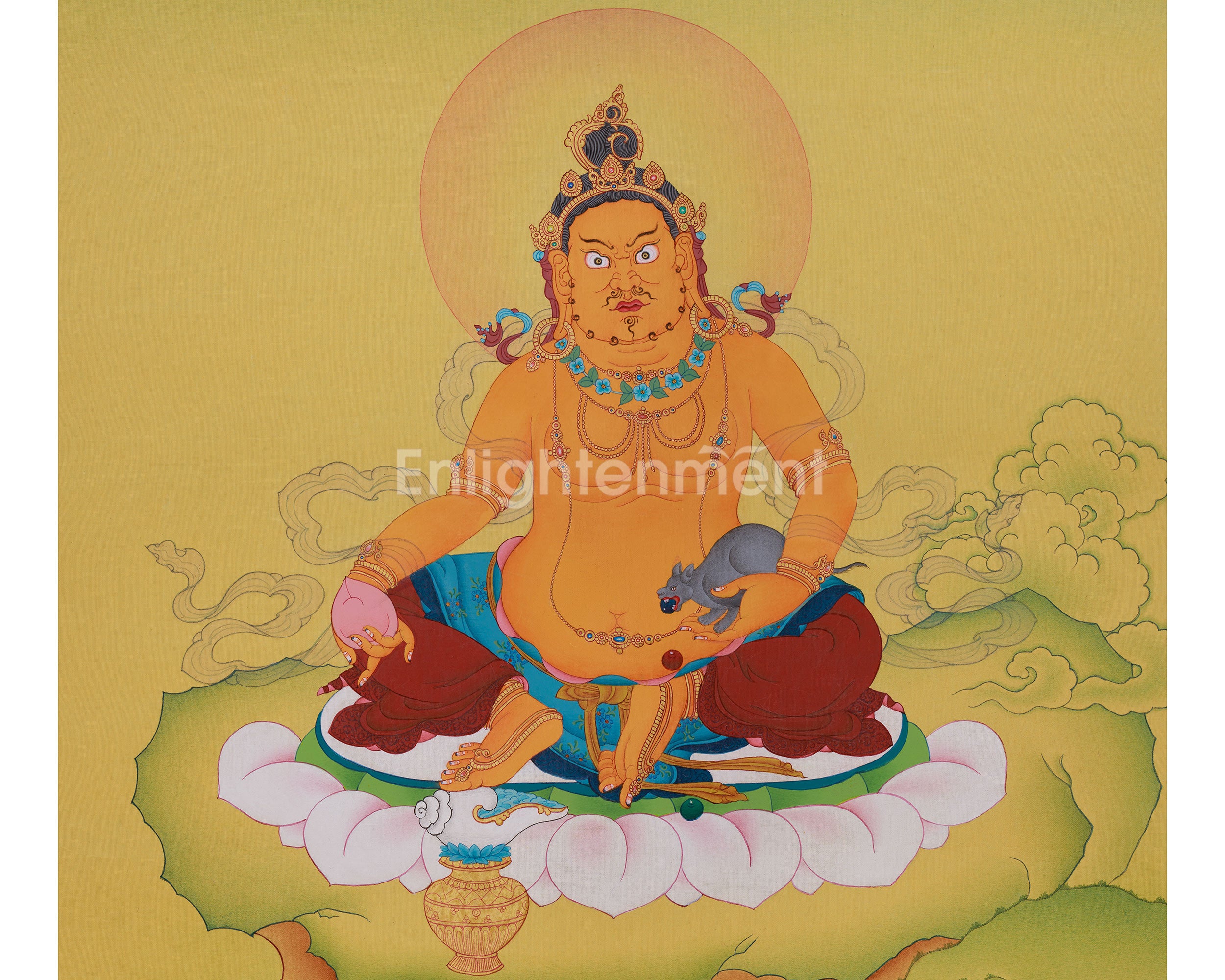 Vajrayana Deity Dzambhala Art | Sacred Wealth Thangka