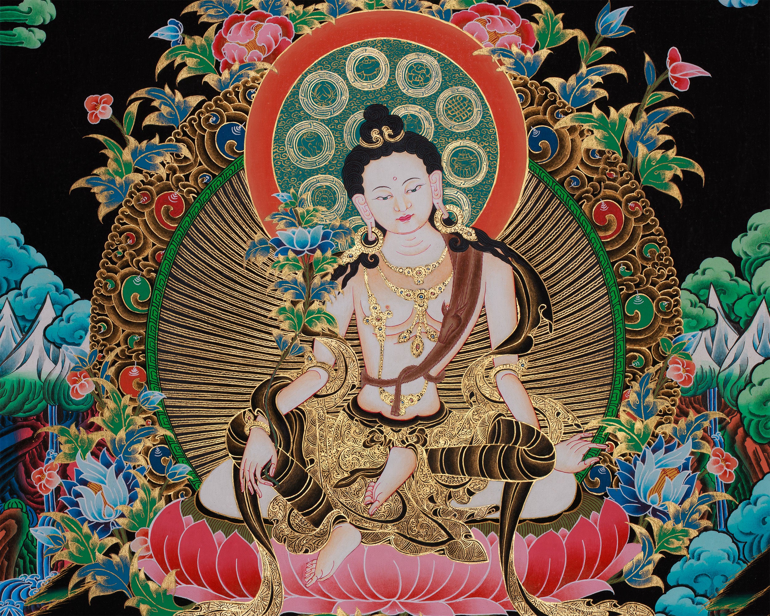 Two Armed Chenrezig Thangka | Embodiment of Infinite Compassion