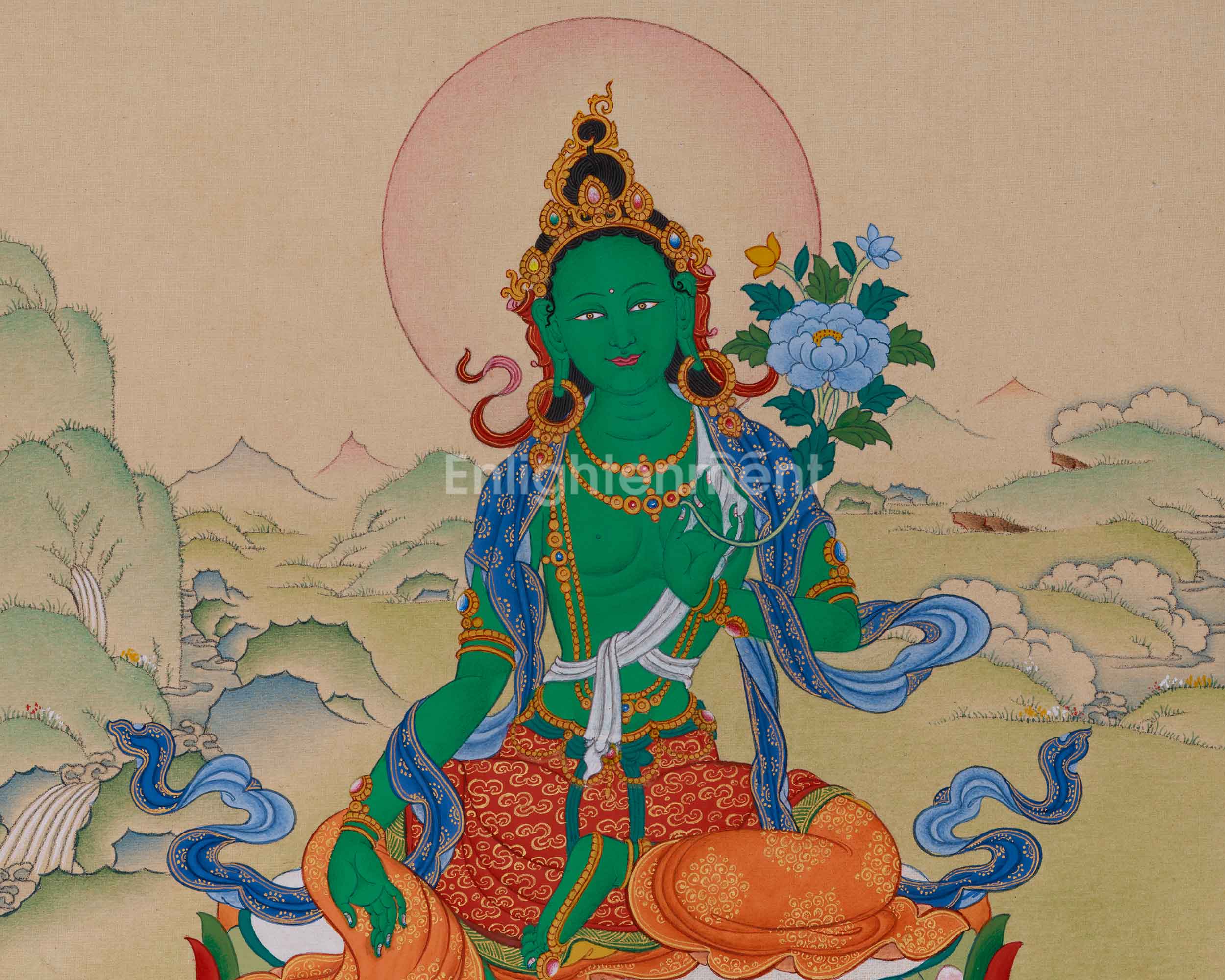 Goddess Green Tara Painting | Female Buddha of Compassion