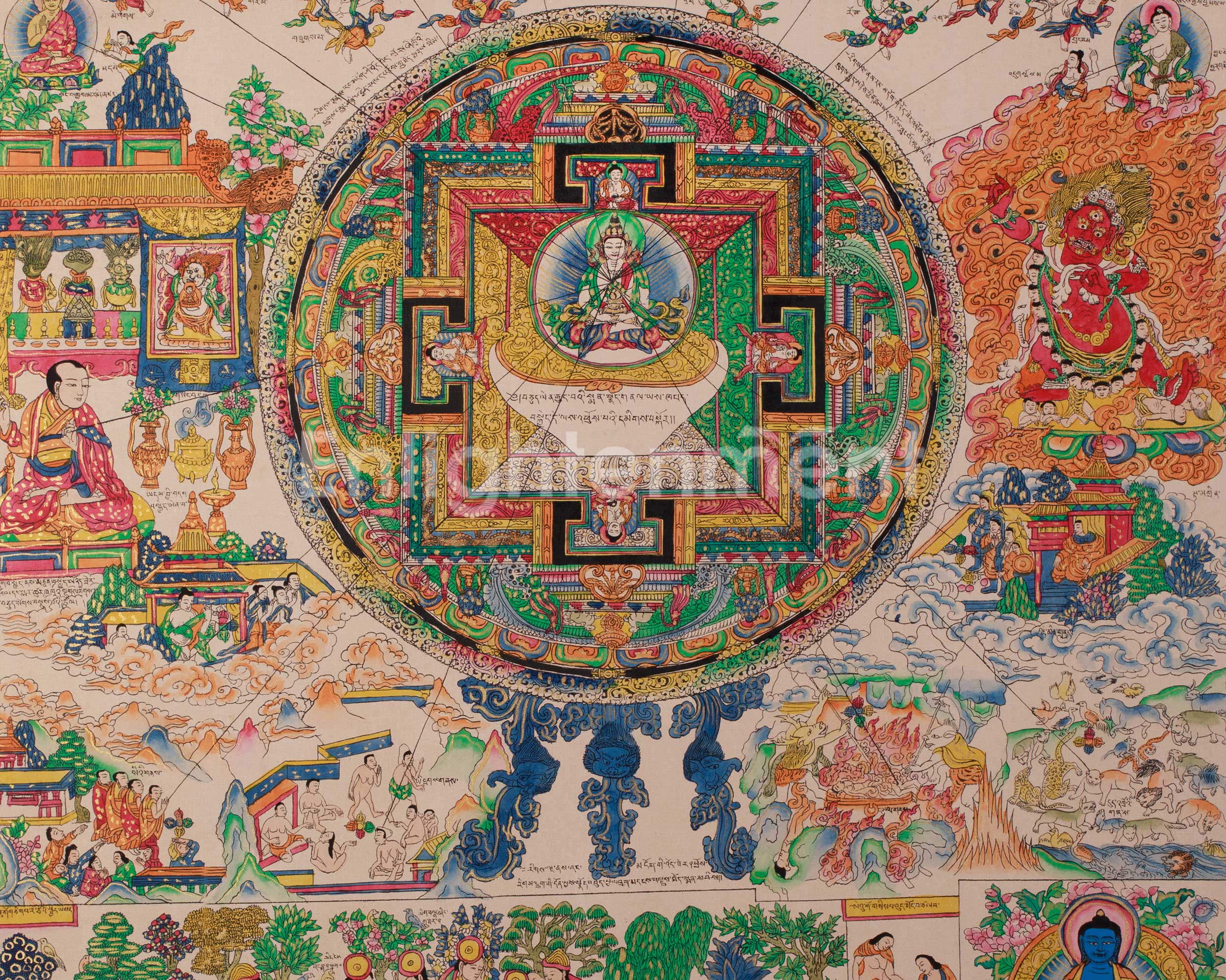 Cosmos of Healing Tibetan Thangka | Meditation and Devotional Artwork
