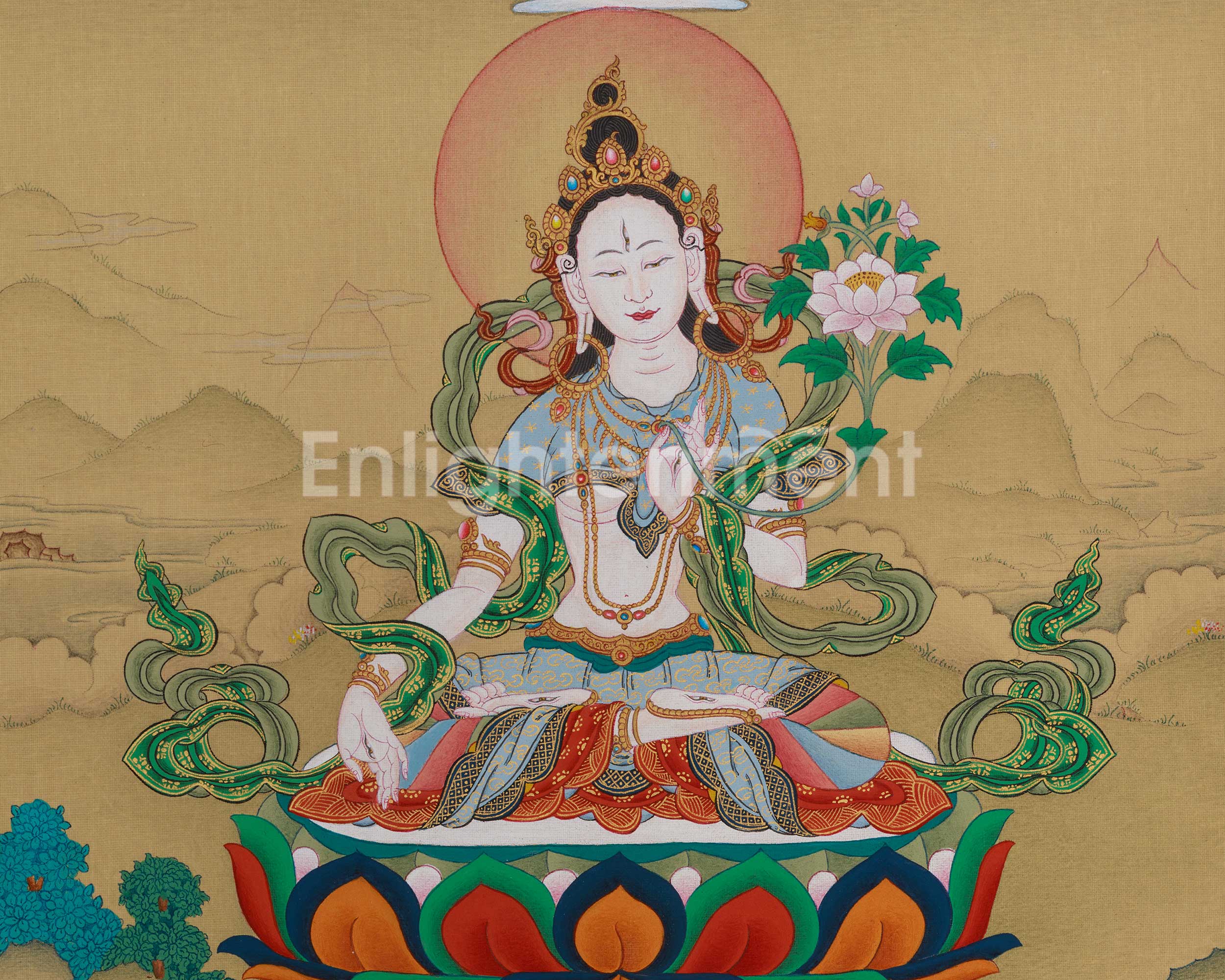 longevity Deity White Tara With Amitabha Buddha | Female Buddha