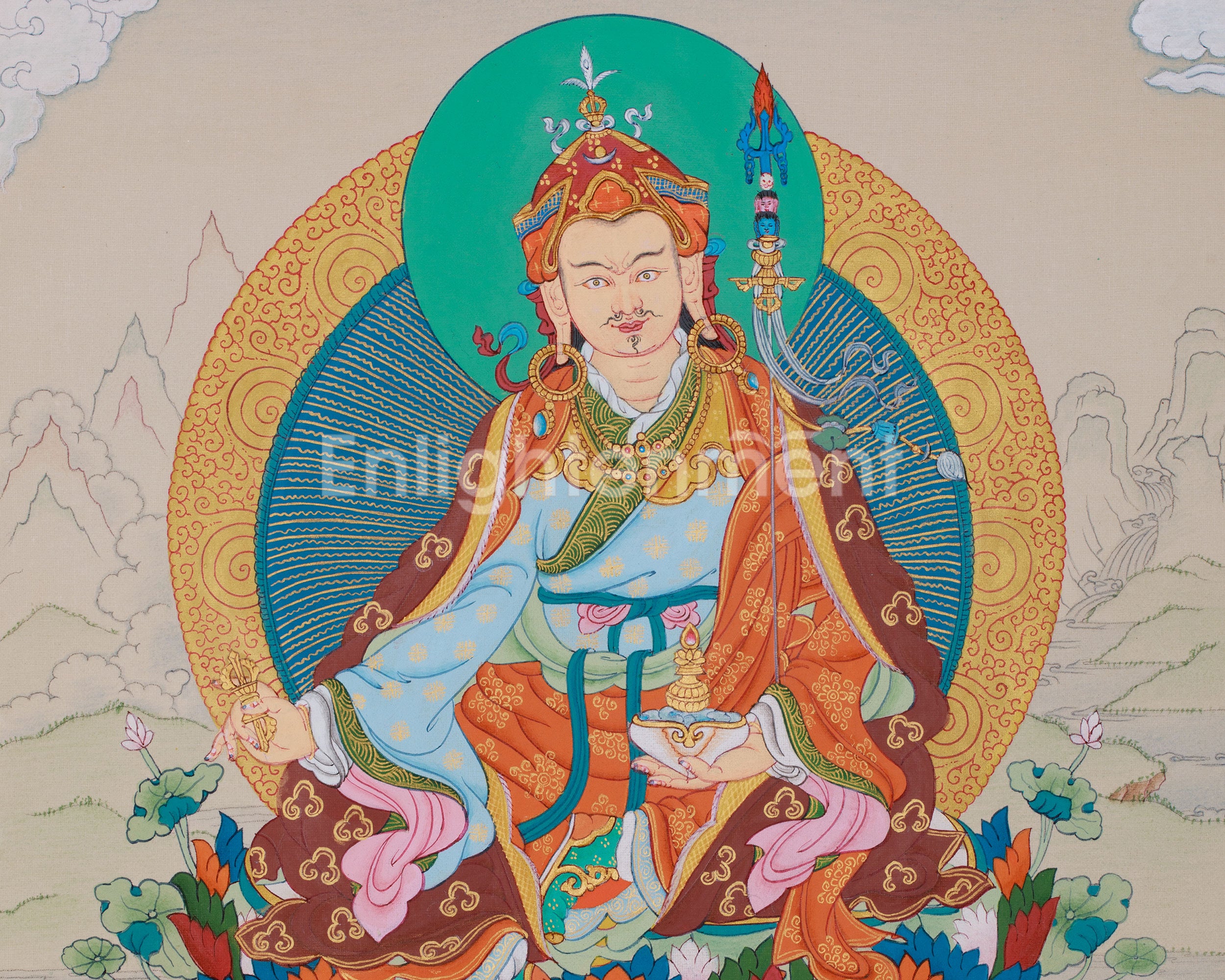 12-Inch Guru Padmasambhava Painting | Protector of Dharma & Healer