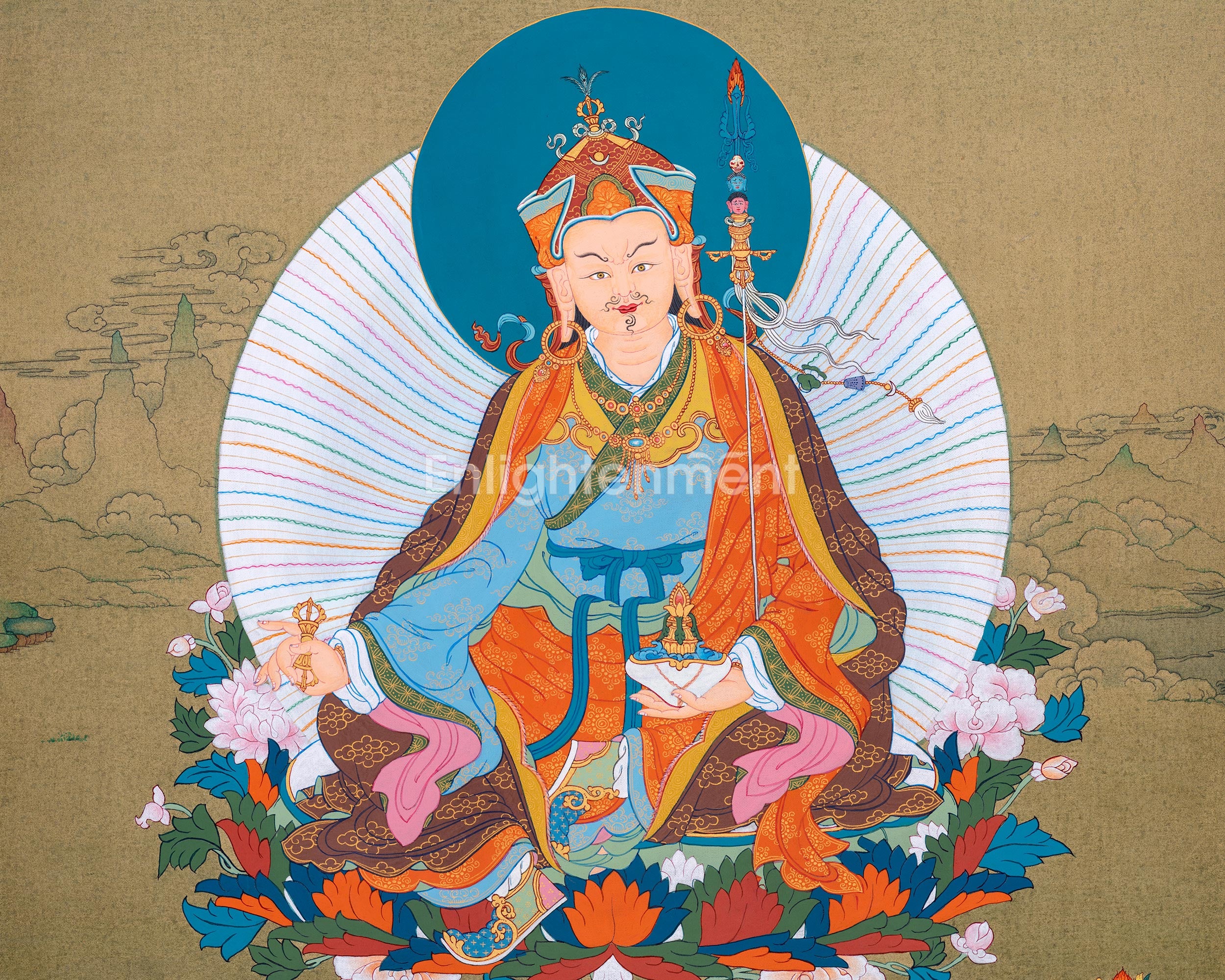 Hand painted Guru Rinpoche | Traditional Karma Gadri Art