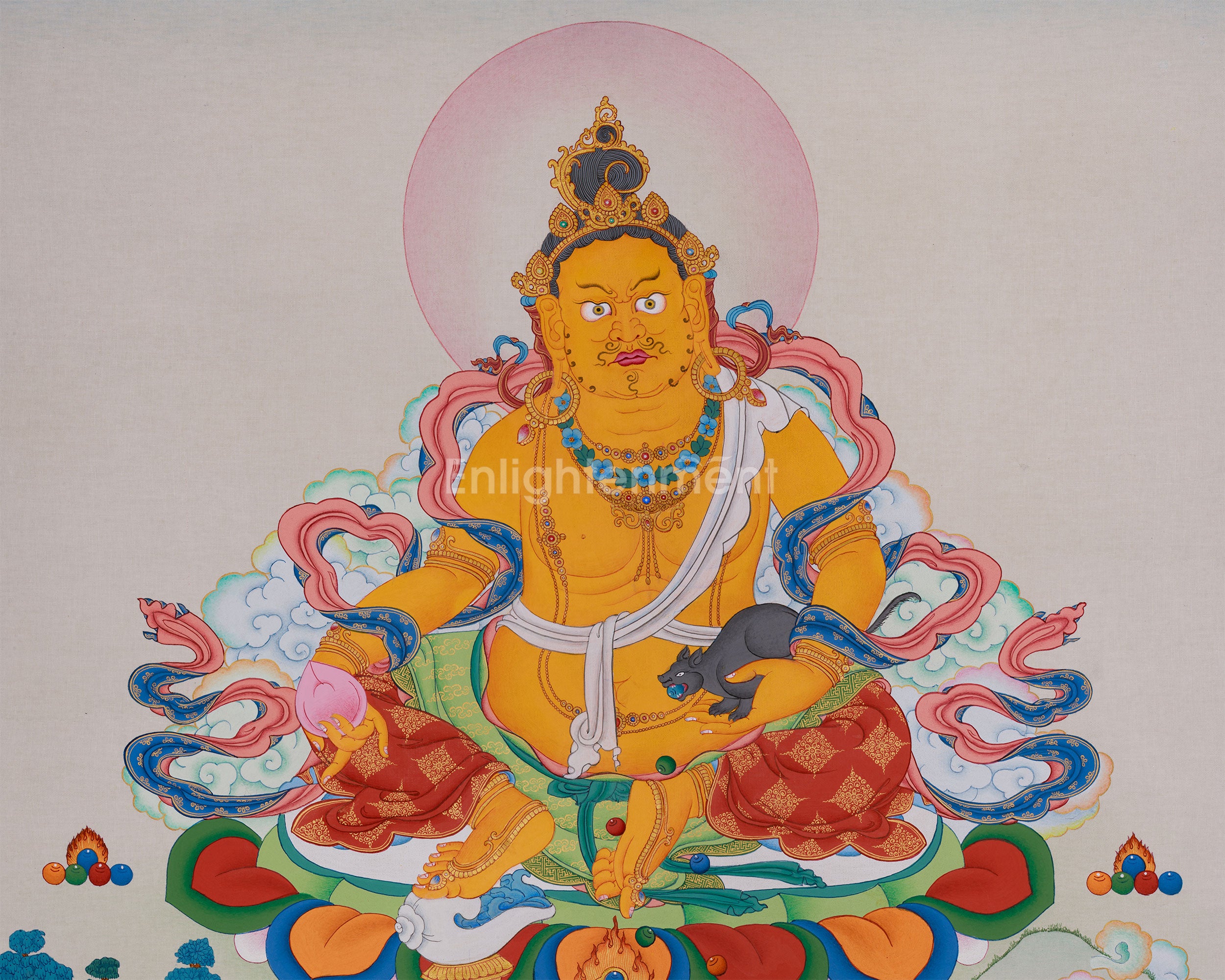 Dzambhala Thangka | Buddhist Deity of Wealth and Prosperity | BROCADE