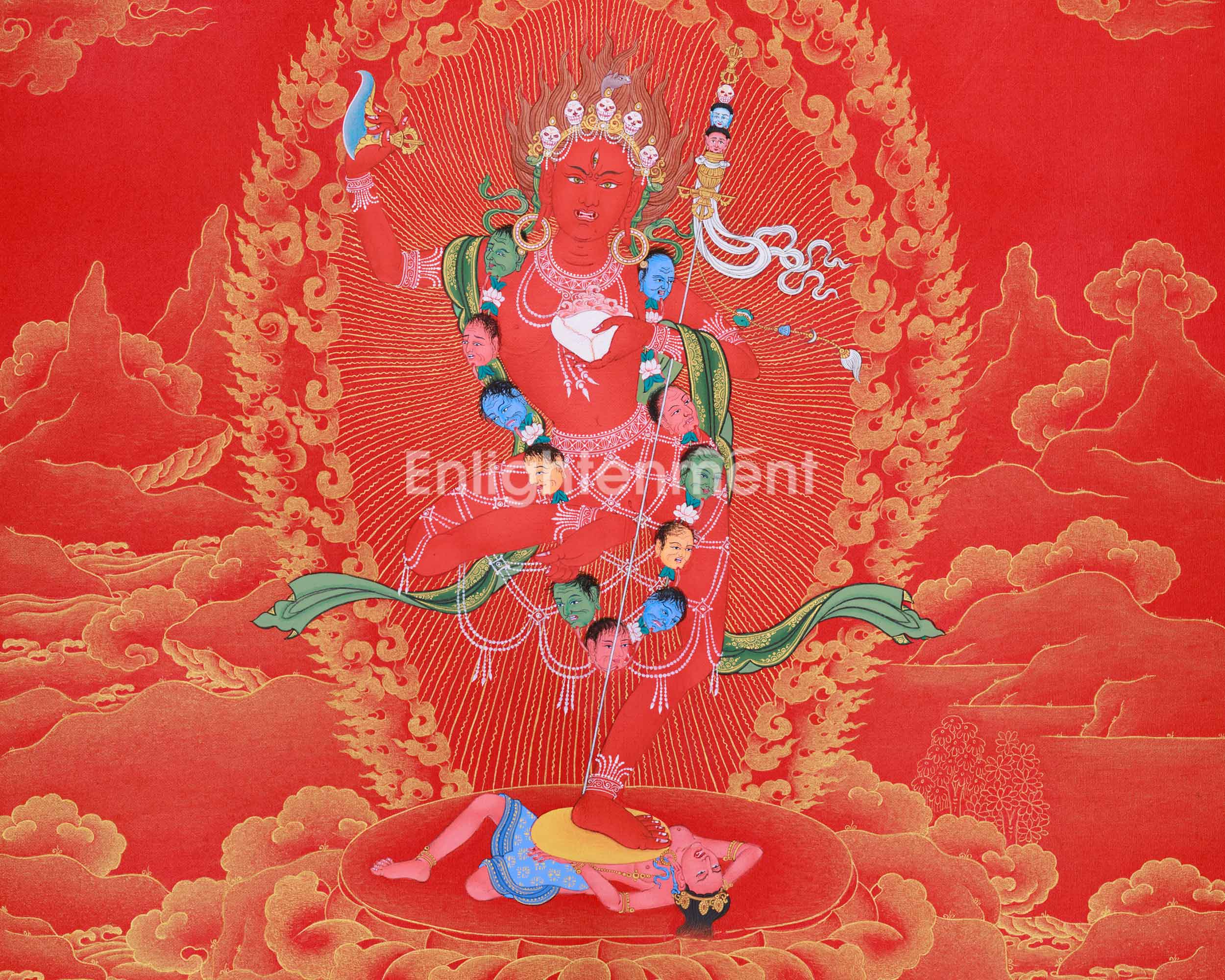 Traditional Vajrabarahi Thangka in Red and Gold | Vajrayana Art