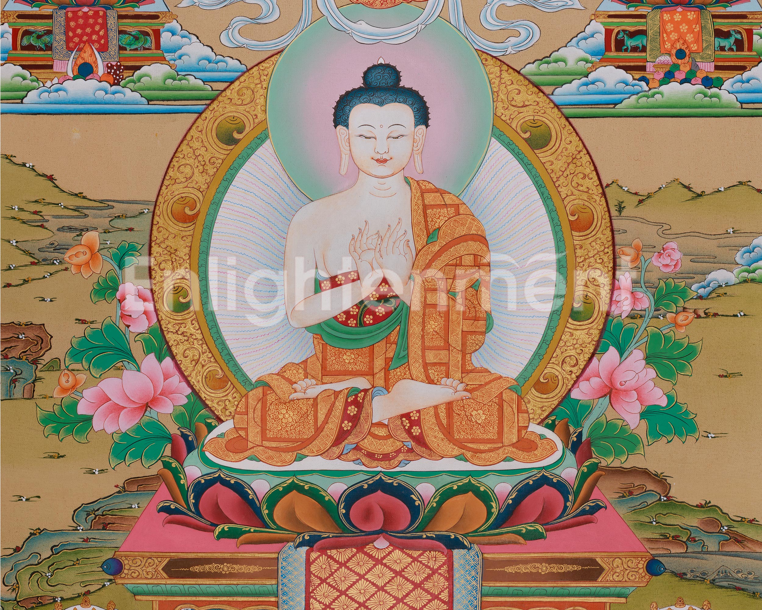 Sacred Five Dhyani Buddha Thangka | Transforms Ignorance And Delusion Into The Wisdom