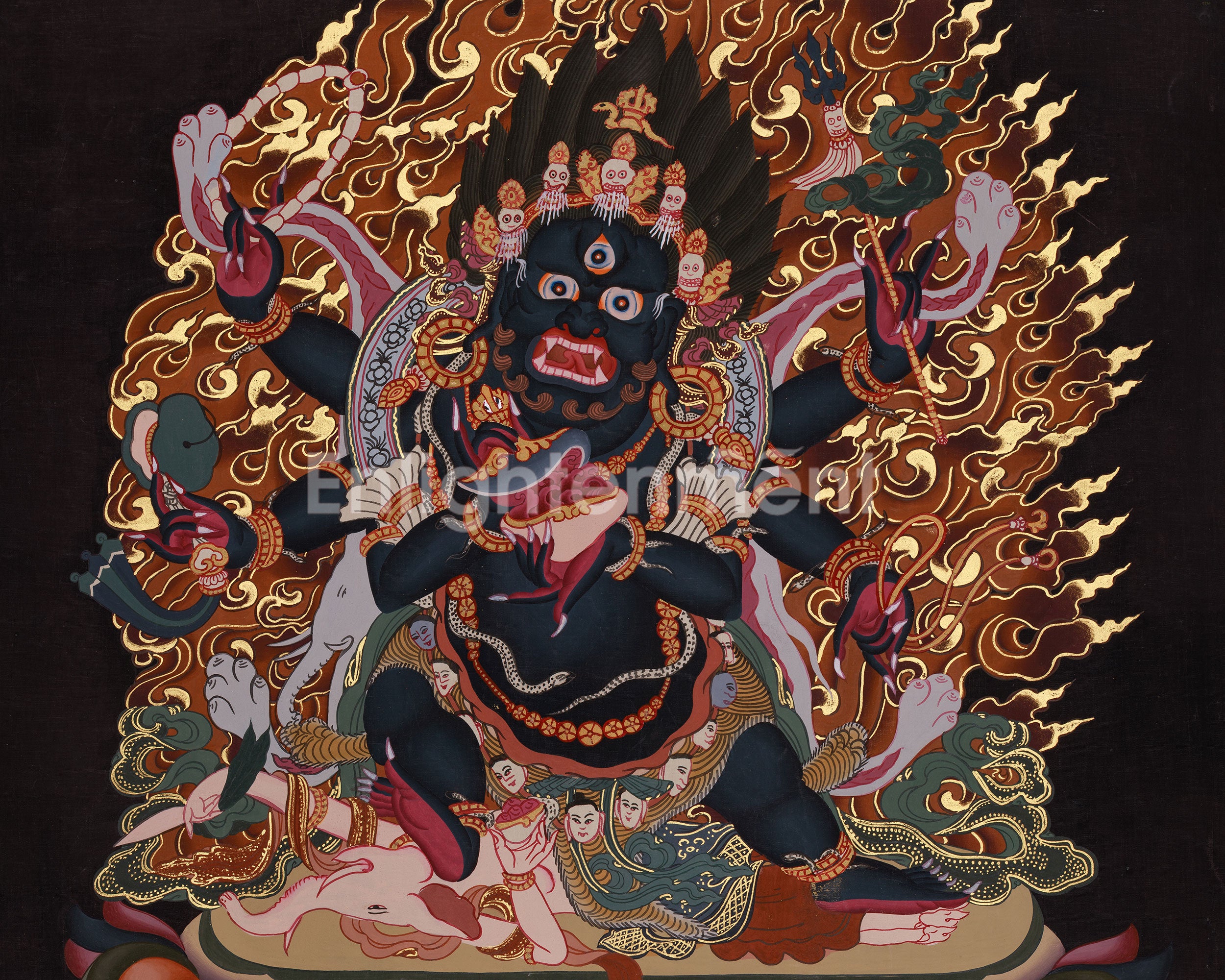 6 Armed Mahakala Painting | Protector of the Dharma | Dharmapala Art