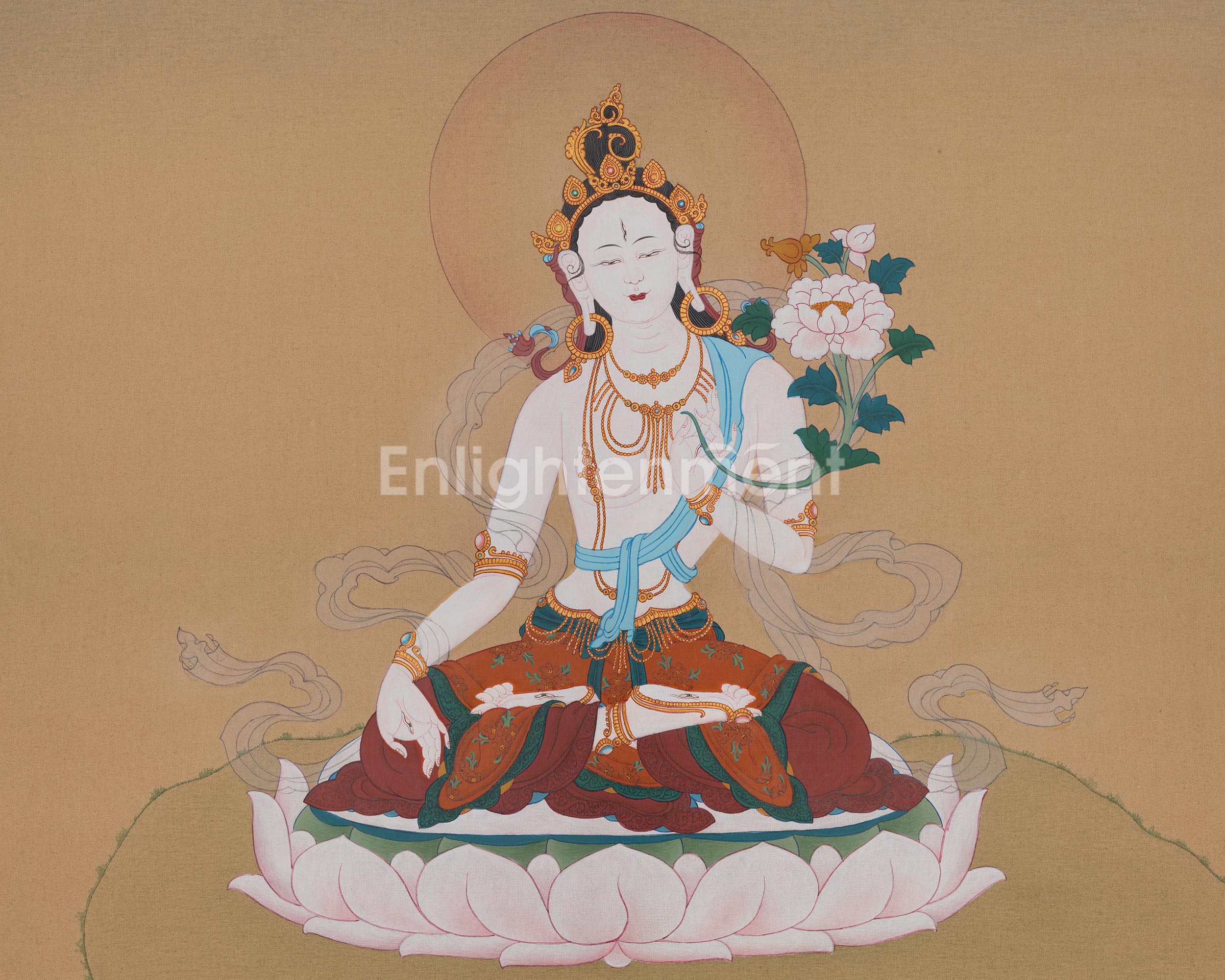 White Tara Spiritual Healing Art | Compassion Goddess | Thangka Painting