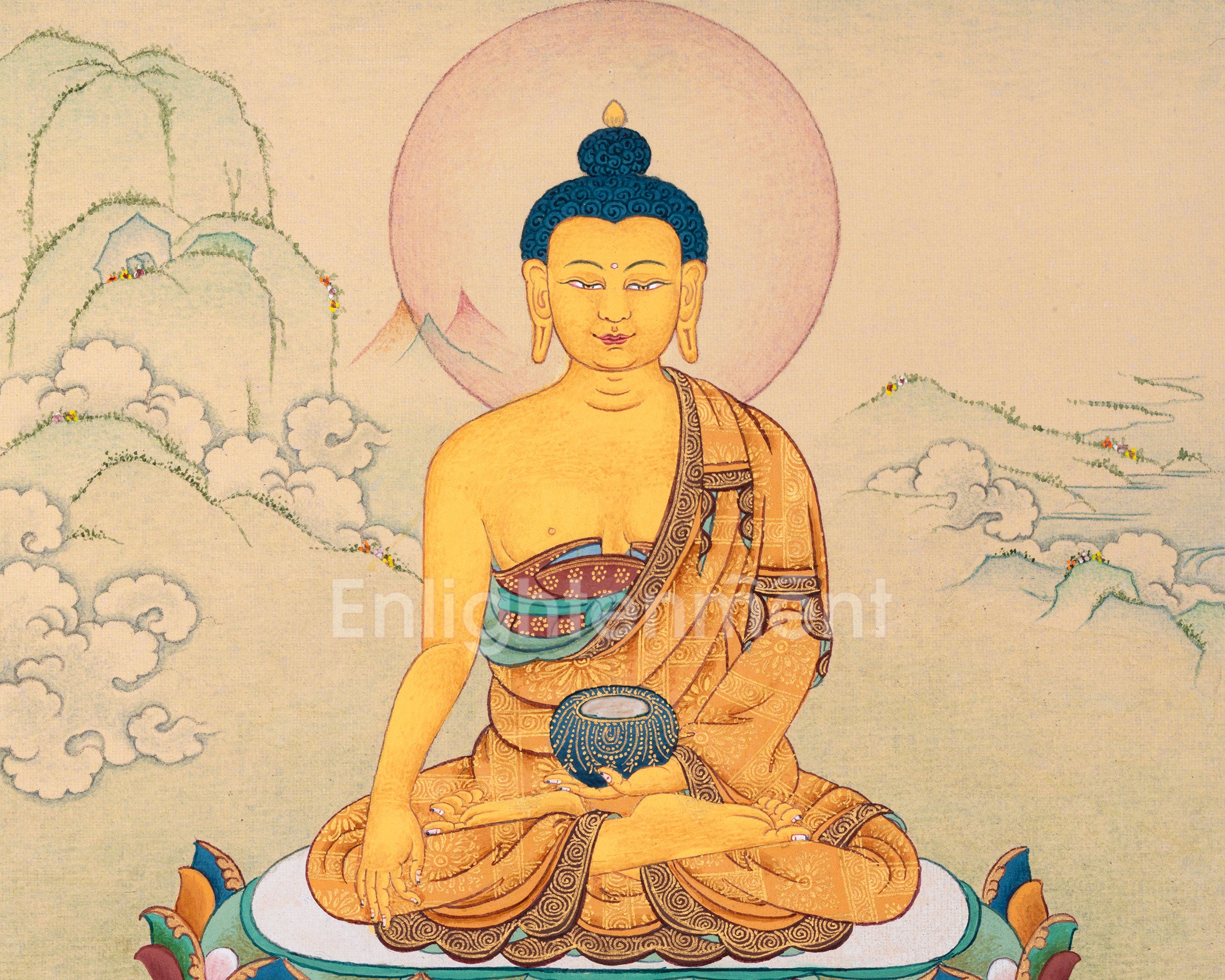 Historical Buddha, Siddhartha Gautama Thangka | Buddha of Enlightenment and Peace