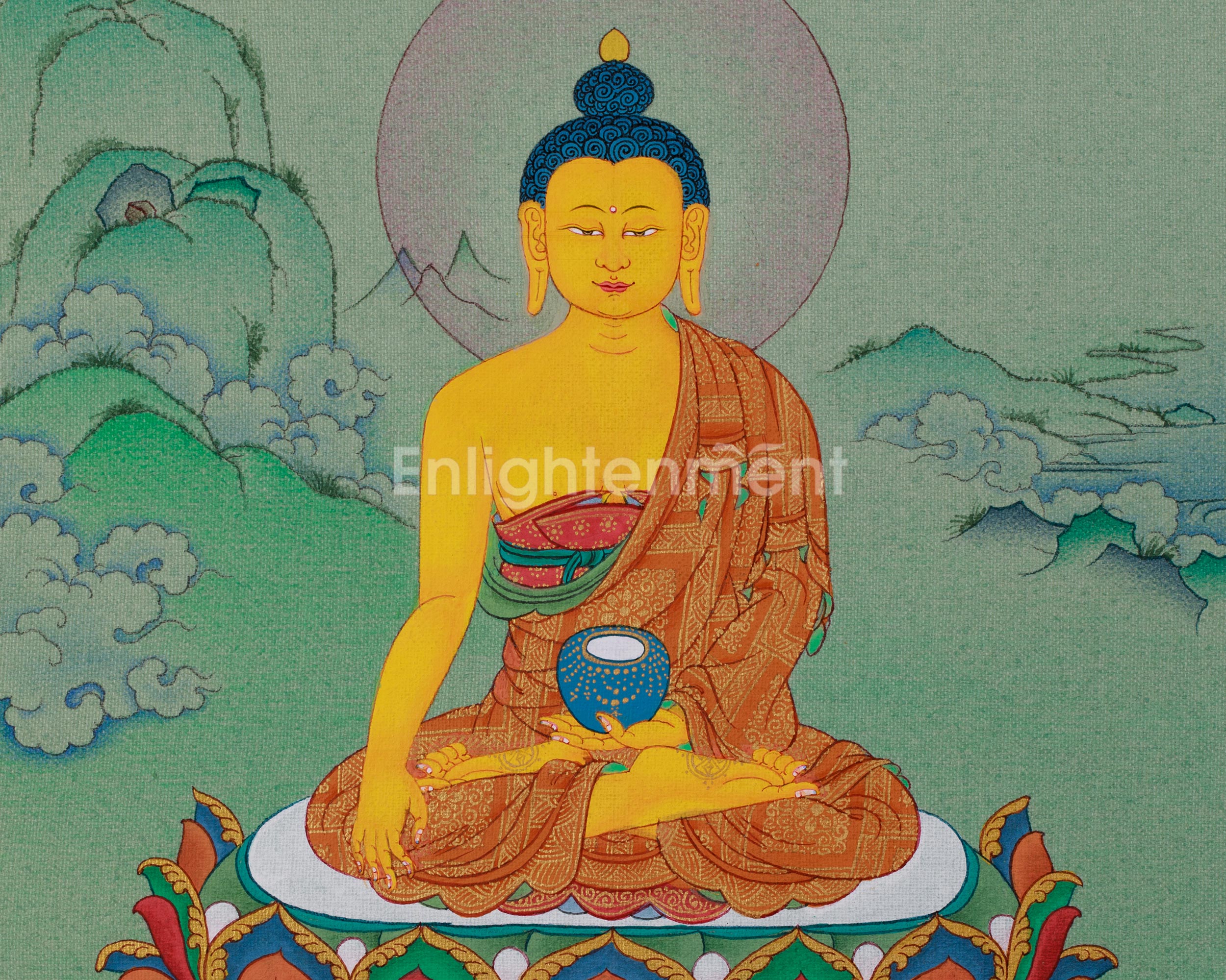 Divine Thangka of Shakyamuni Buddha | A Sacred Representation of Enlightenment