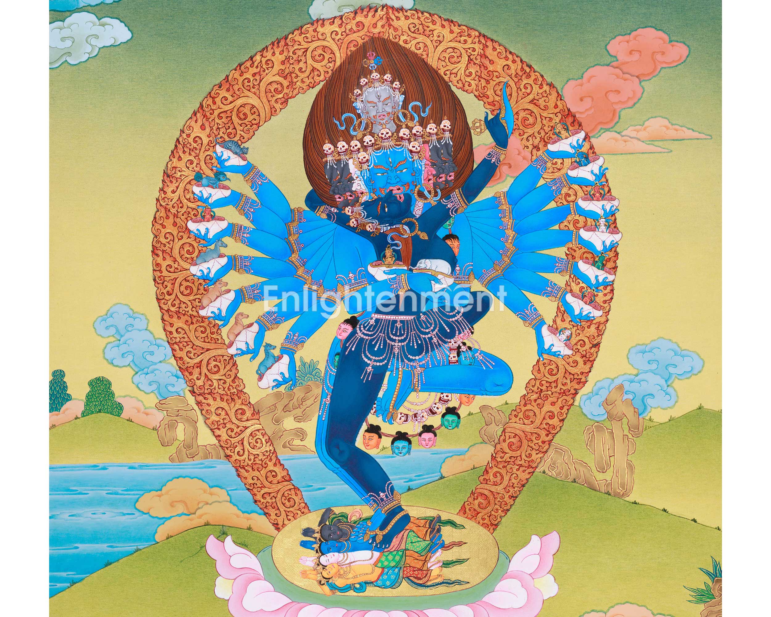 Hand Painted Hevajra Thangka | Himalayan Wrathful Wall Decor | Tibetan Deity