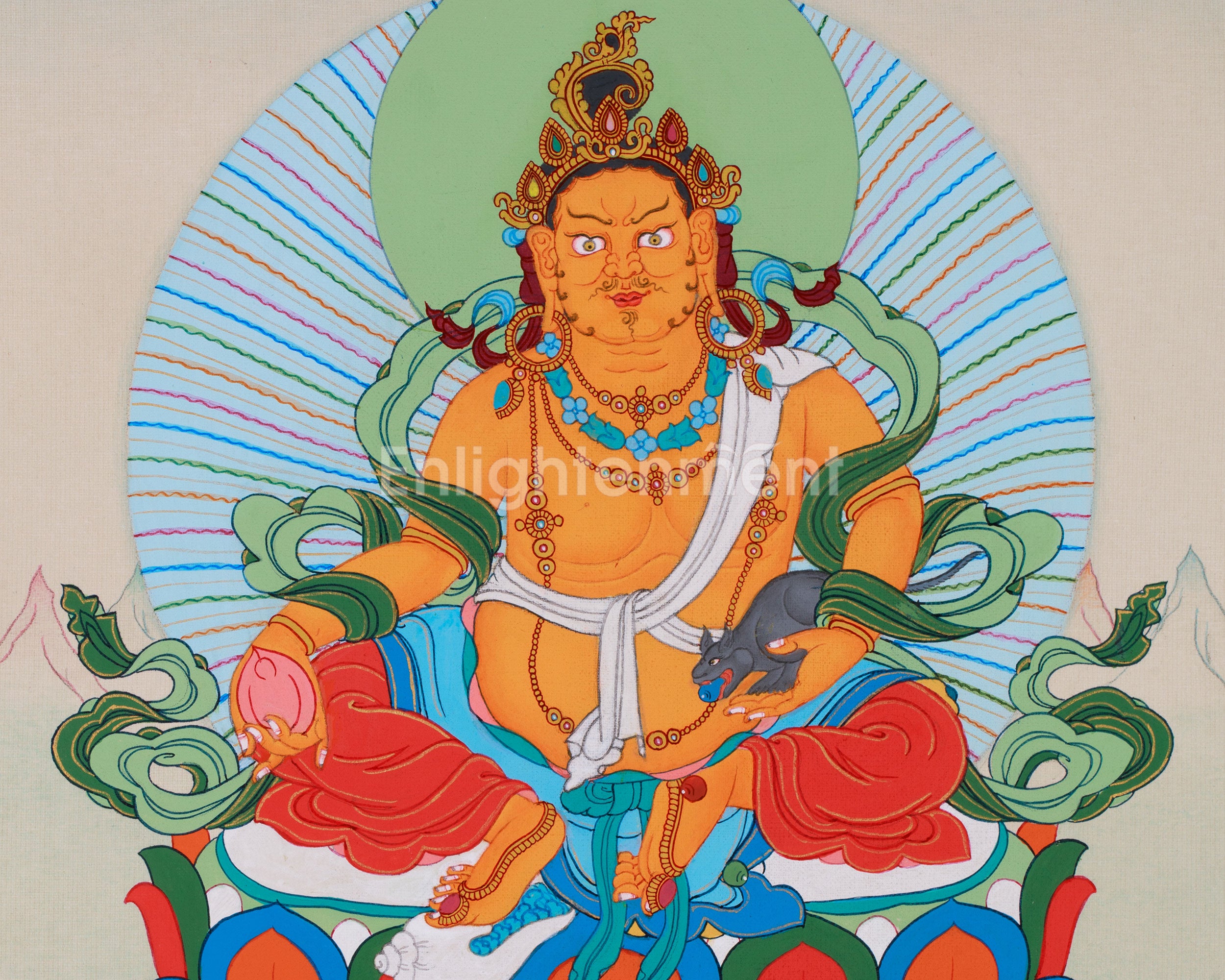 Yellow Dzambhala, The Wealth Deity Thangka