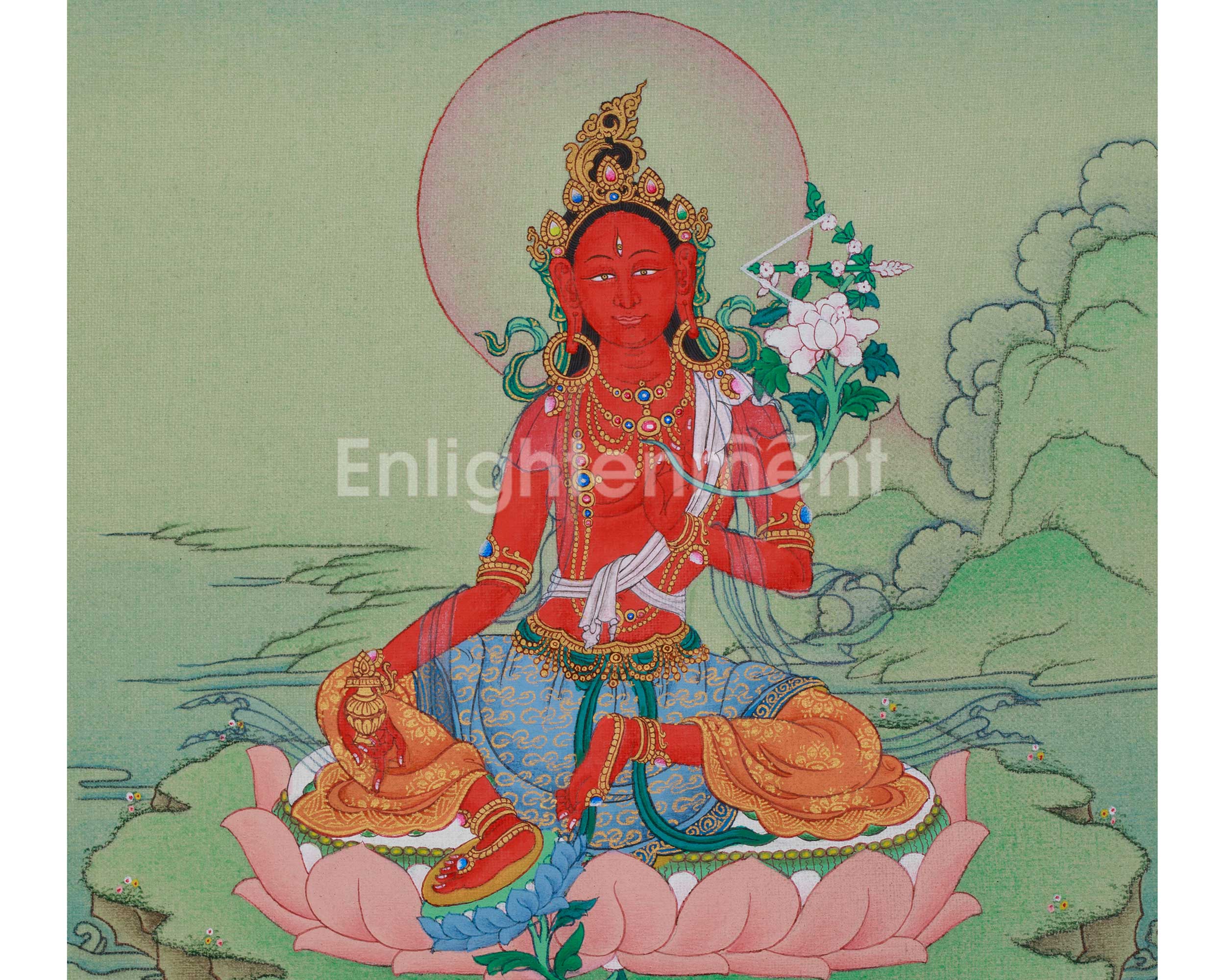Red Tara Himalayan Artwork | Tibetan Deity of Compassionate Power