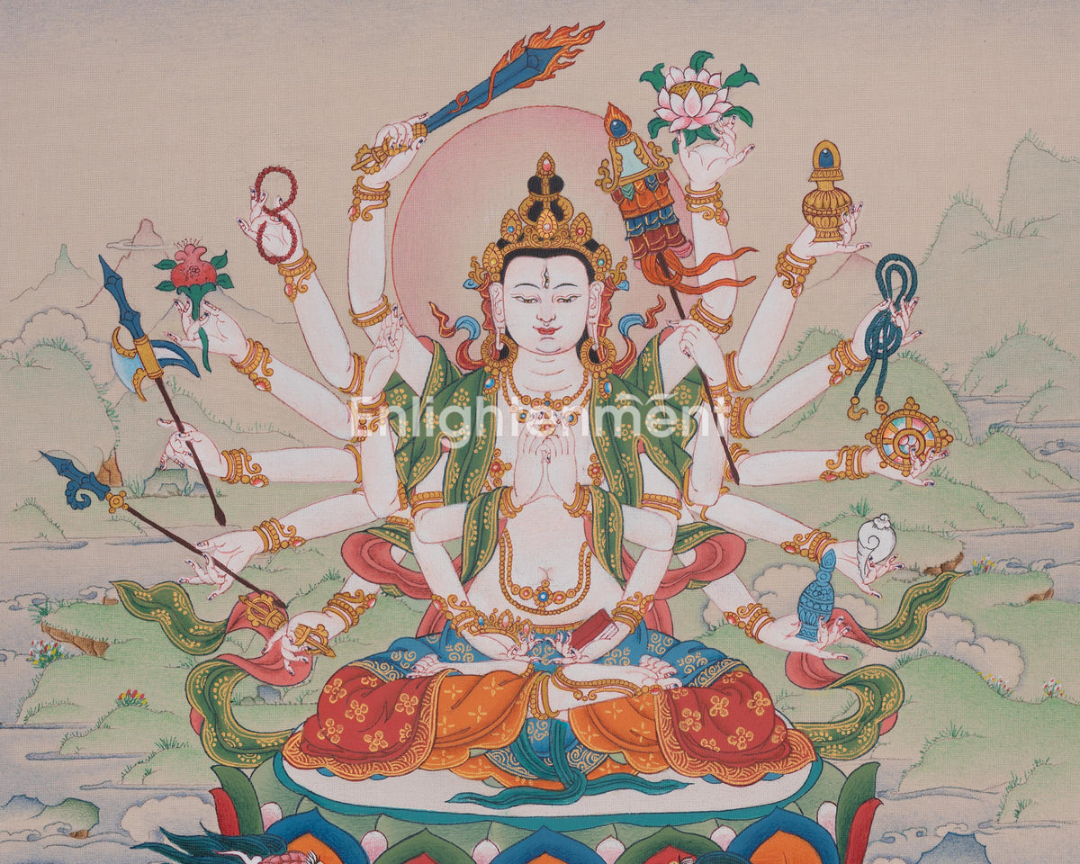 Cundi Buddhist Art | Sacred Tibetan Thangka of Wisdom and Purification