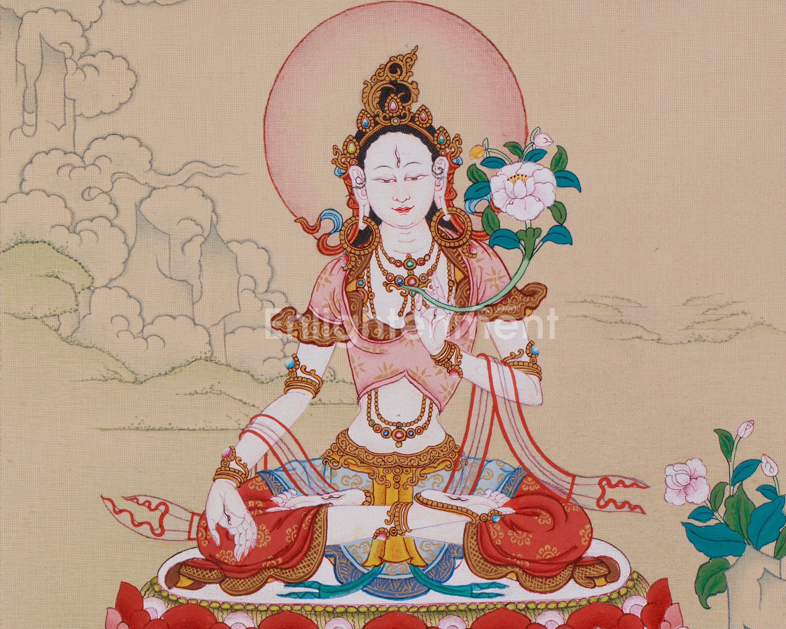Hand Painted White Tara Art | Healing and Longevity Deity | Sita Tara