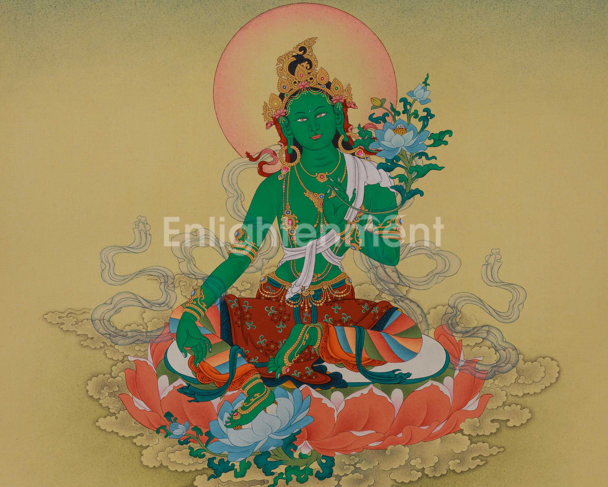 Female Bodhisattva Green Tara Art | The Mother of Liberation | Compassion Deity