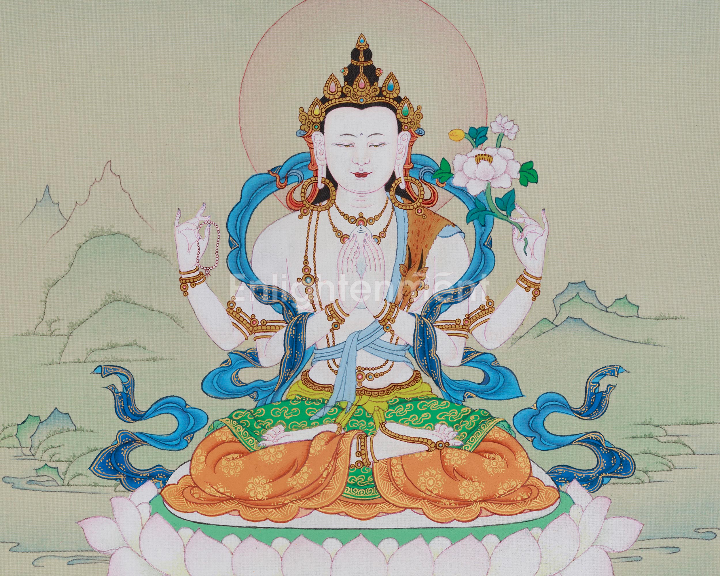 Chenrezig Thangka of Blessings | A Sacred Representation of Compassion