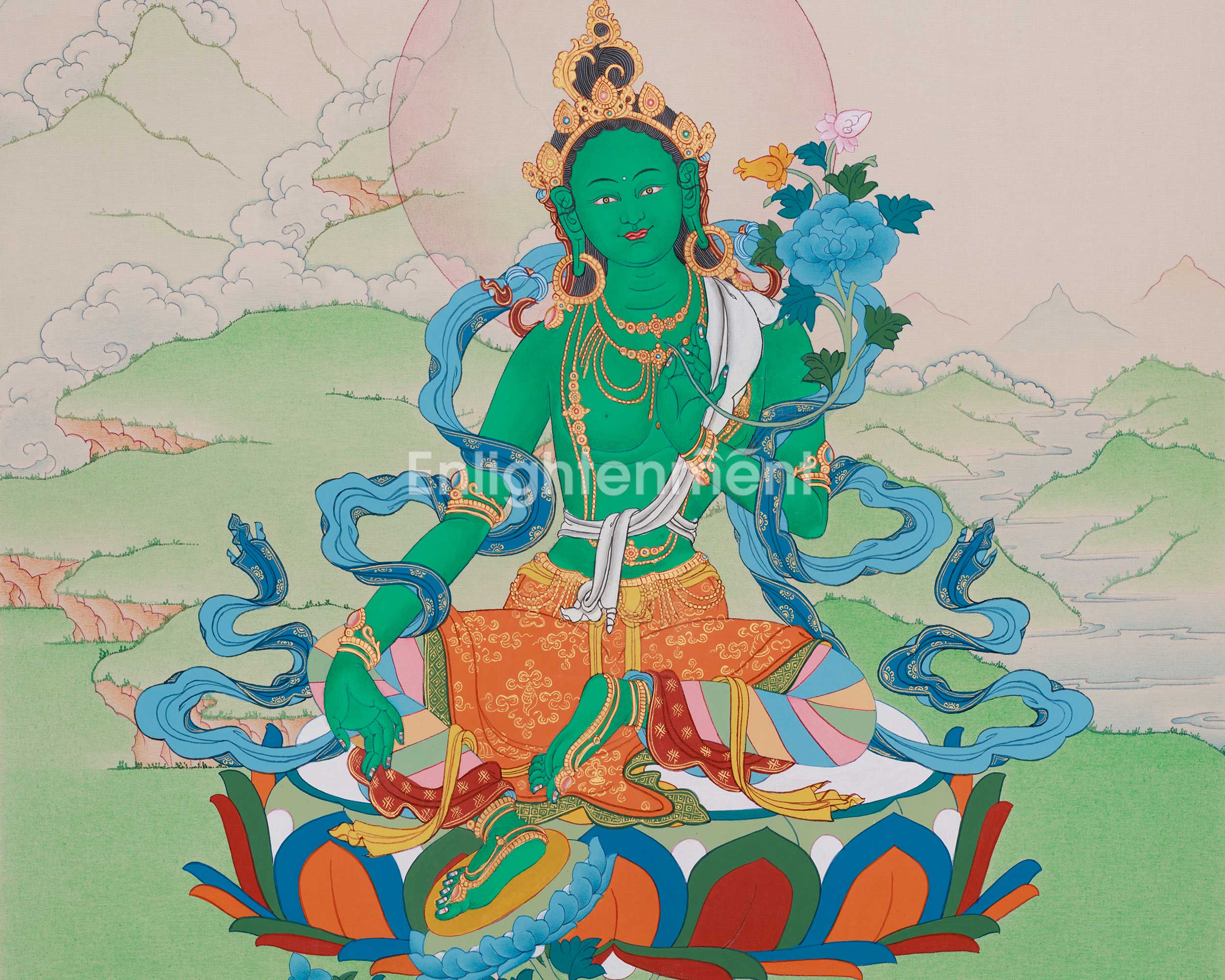 Savior Goddess Green Tara Thangka | Bodhisattva’s Healing Energy