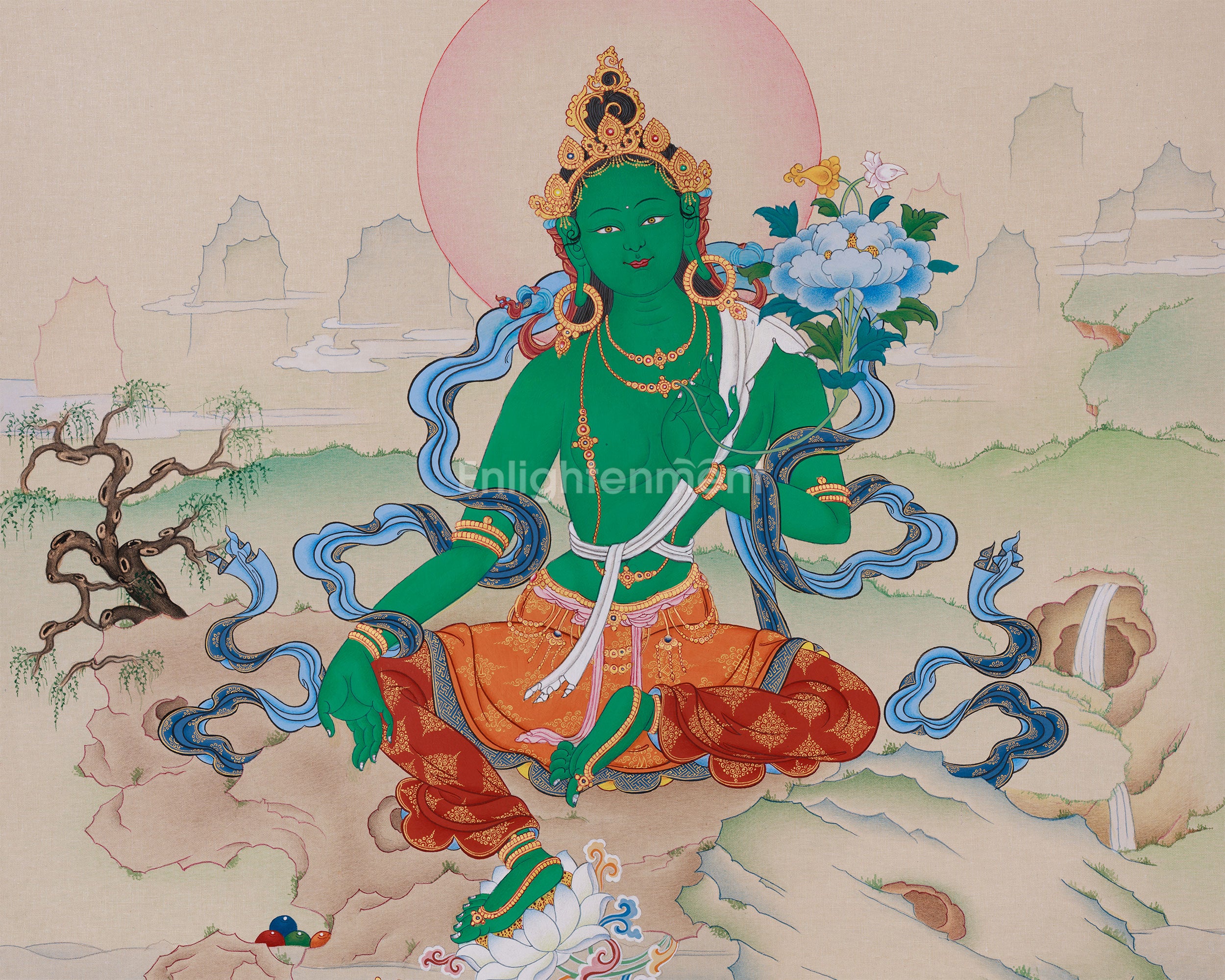 Mother Green Tara Buddha Painting | Divine Protector and Guardian of Wisdom